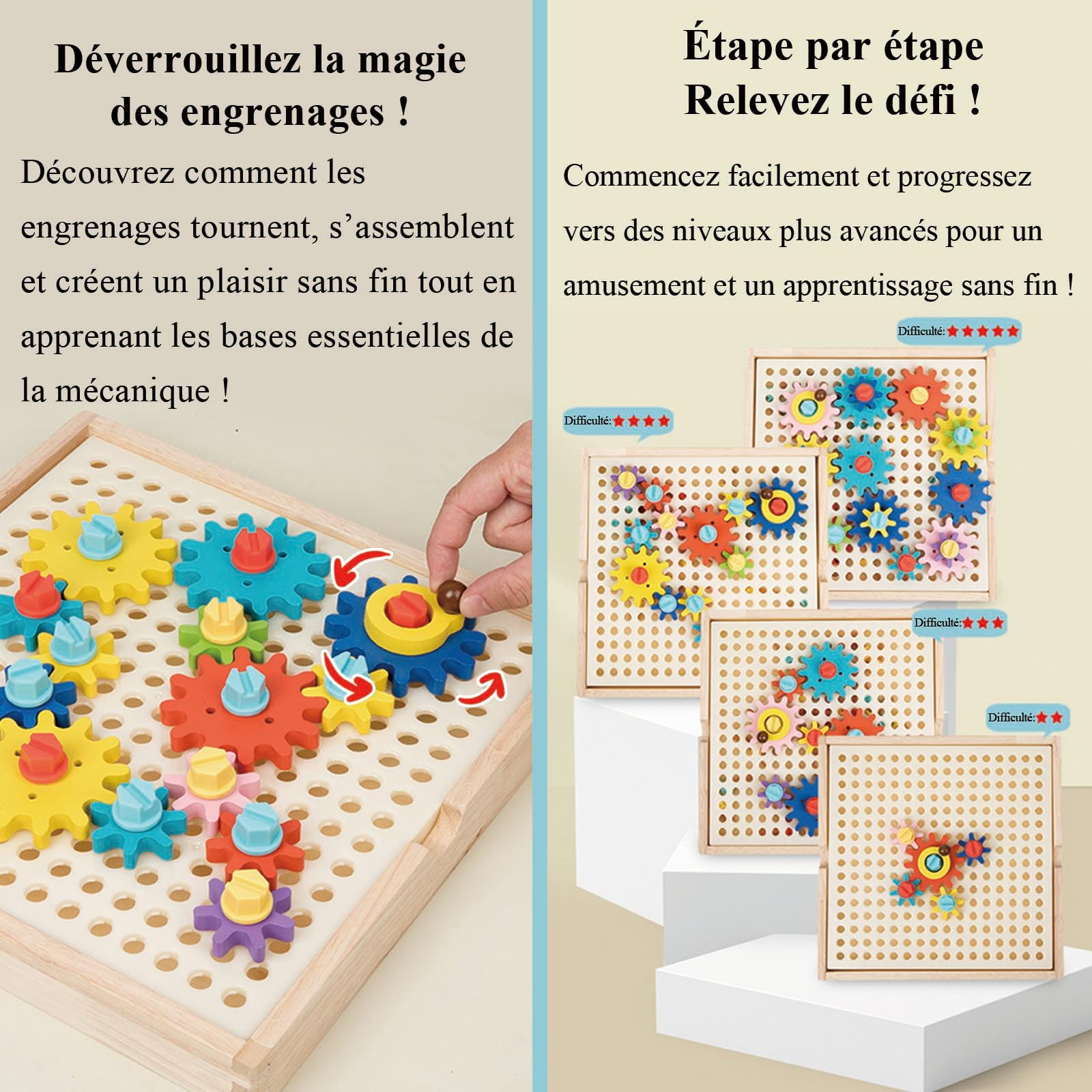 Jouet Montessori 3 4 5 Ans, Busy Board Montessori, Engrenages, Jeux Garçon 5 Ans, Jeux Éducatifs, Jouet en Bois, Motricité, Cadeau 3–5 Ans Fille Garçon