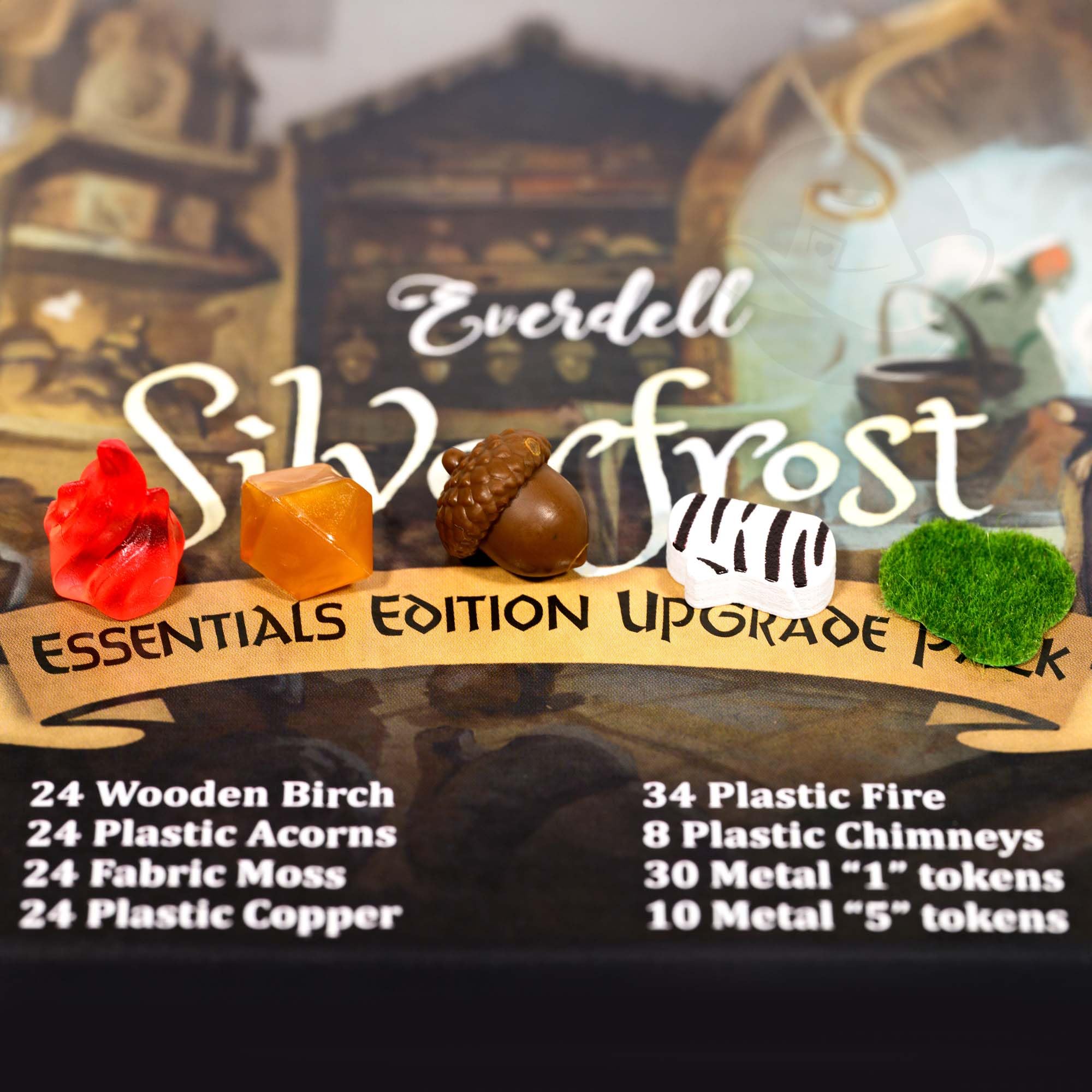 Everdell Silverfrost Essentials Edition – ulepszone tokeny zasobów i komponenty Deluxe, zestaw ulepszeń do gry planszowej Silverfrost, aktualizacja Essentials Edition