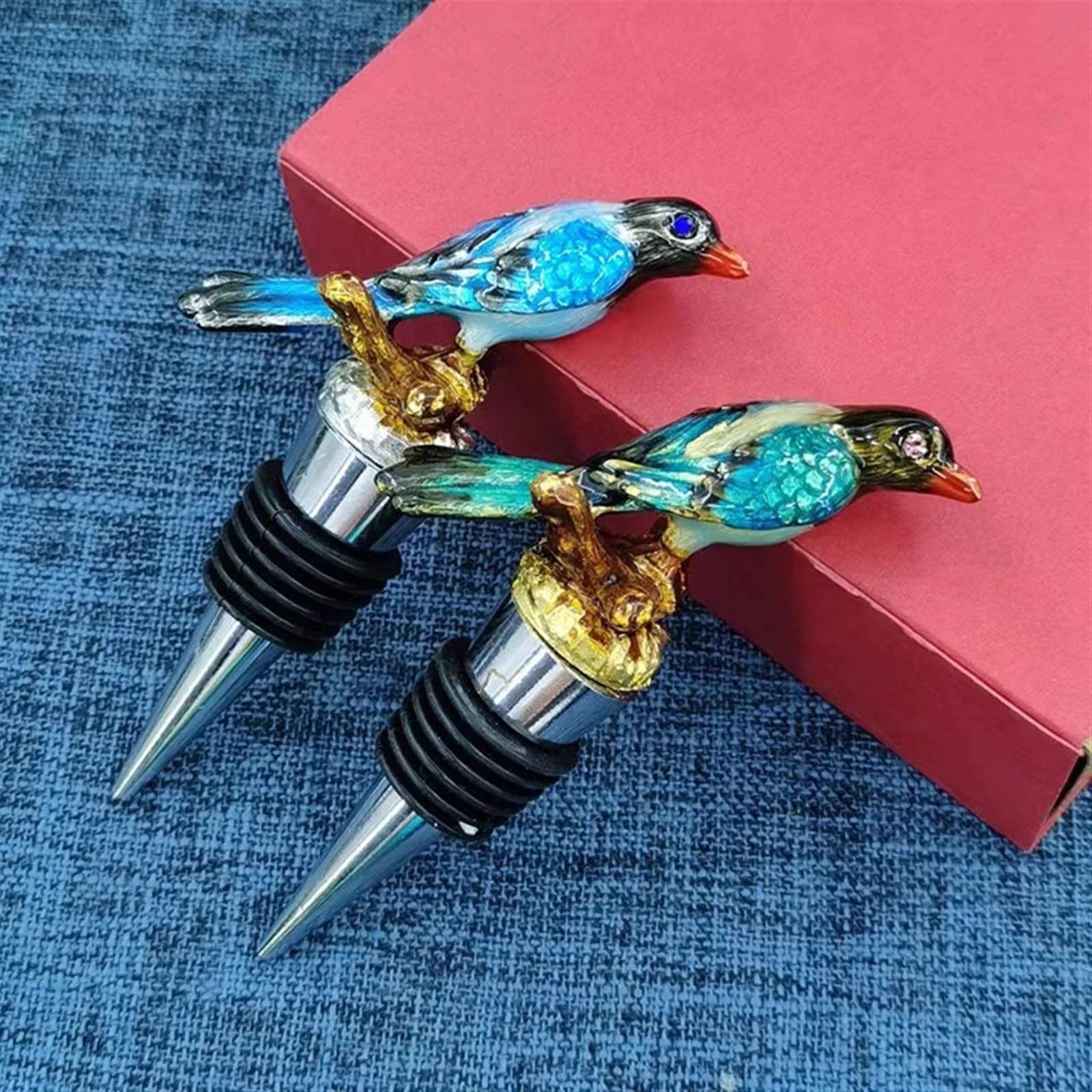 Bouchon de vin, bouchon de bouteille de vin en métal d'oiseau or argent boisson de champagne for cadeau de fête de mariage accessoires de bar à la maison (Color : Silver Magpie)(Golden Magpie)