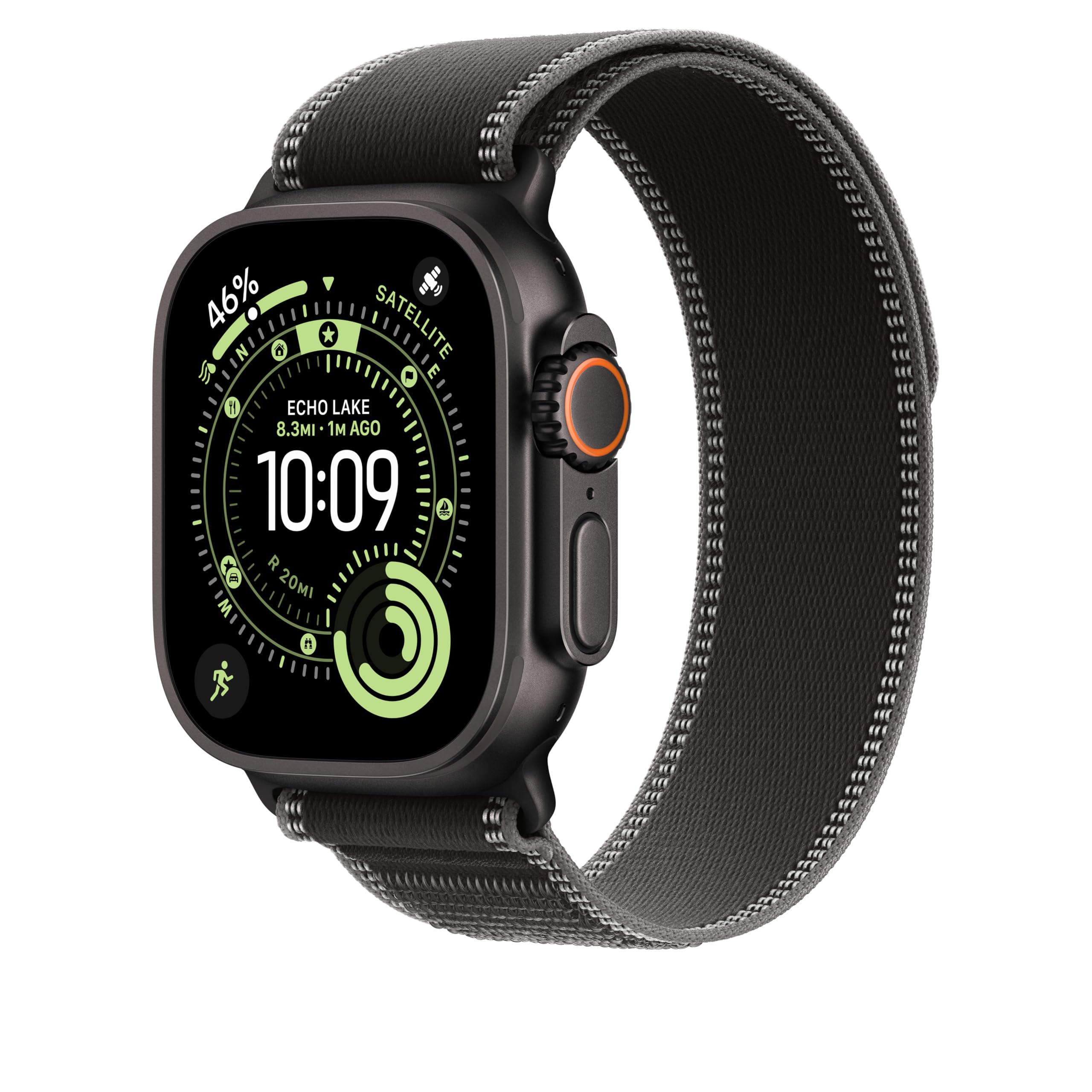 Apple Watch Band - Trail Loop - 49mm - Black/Charcoal - M/L - Black Titanium Finish