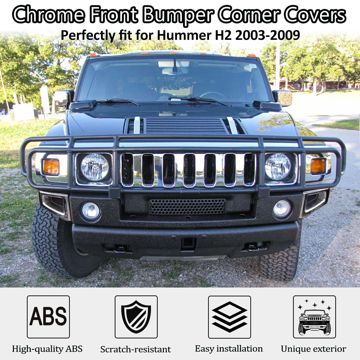 Front Bumper End Corner Bezels Covers Trim Molding Chrome Exterior