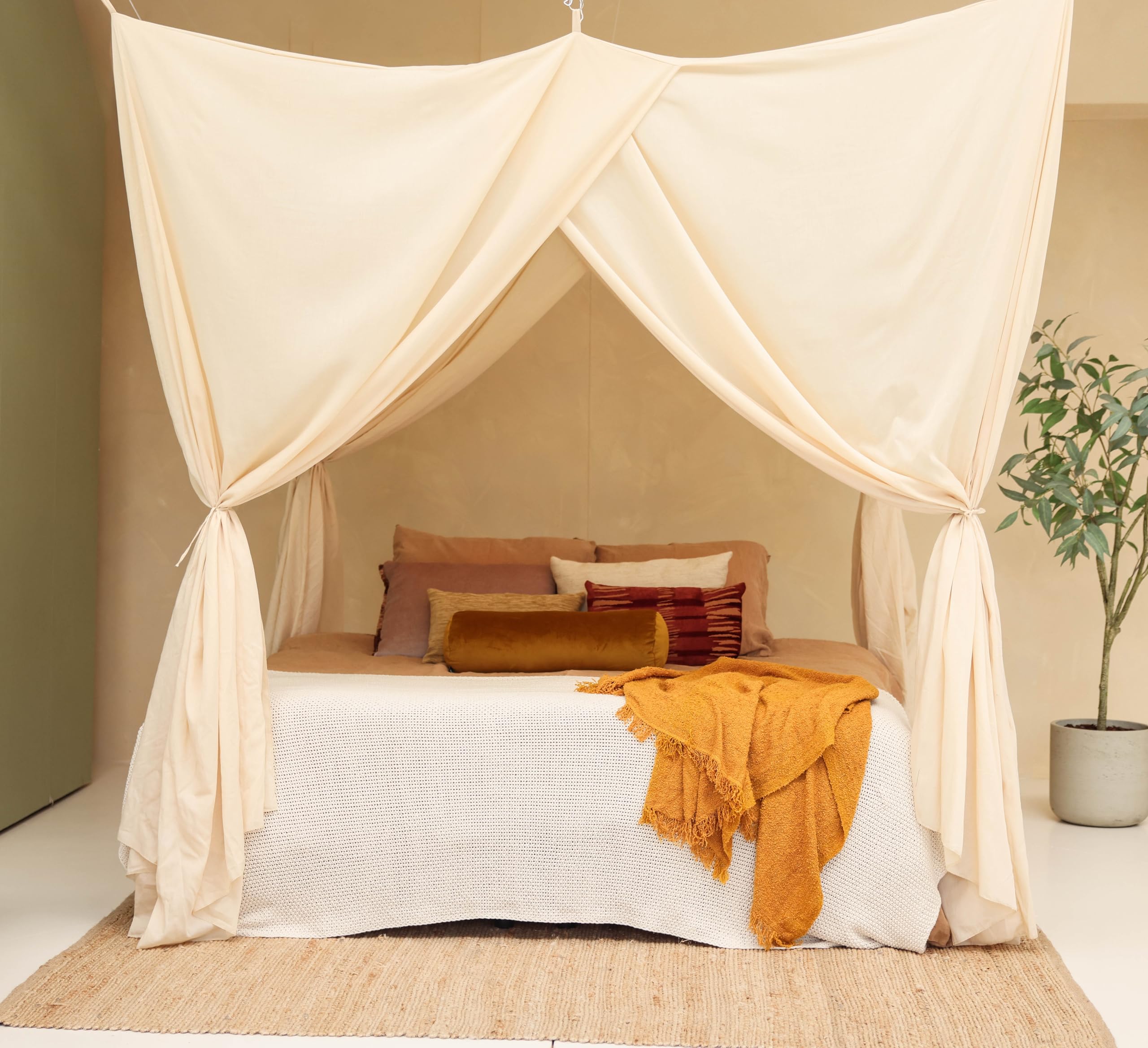 Hemelbed klamboe voor 2-persoonsbed (H240 cm) Lio Wit - Raamdecoratie