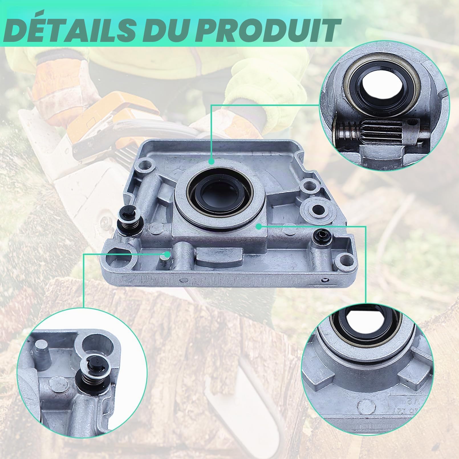 Adefol Pompe à huile Tuyau de filtre à huile Vis sans fin Kit pour Husqvarna 61 66 266 XP 268 272 272XP Tronçonneuse Avec Roulement à aiguilles Pignon de jante