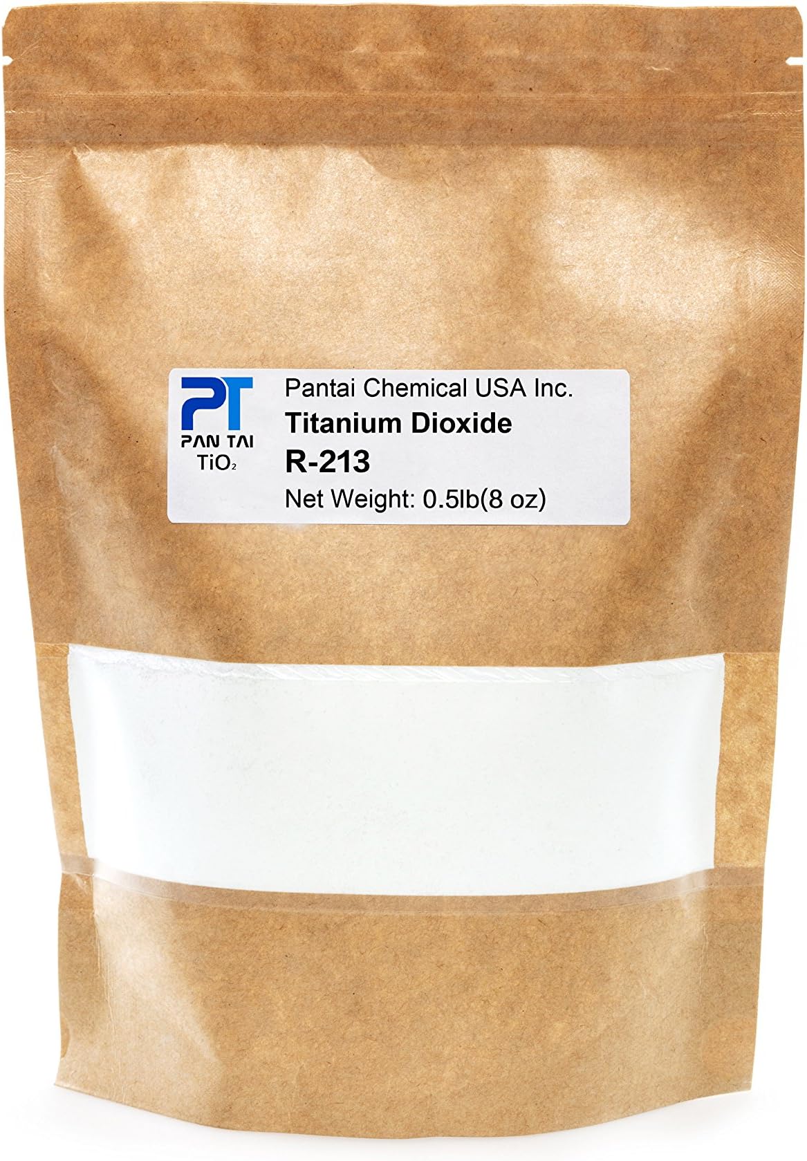 PantaiPure Fine Titanium Dioxide (TiO2) Food-Grade Safe Colorant | Pigment, Toothpaste, Edible Use | Vegan Friendly, Non-GMO | Resealable Bag (PTR-213) 16oz/8oz/4oz (8oz/0.5lb)