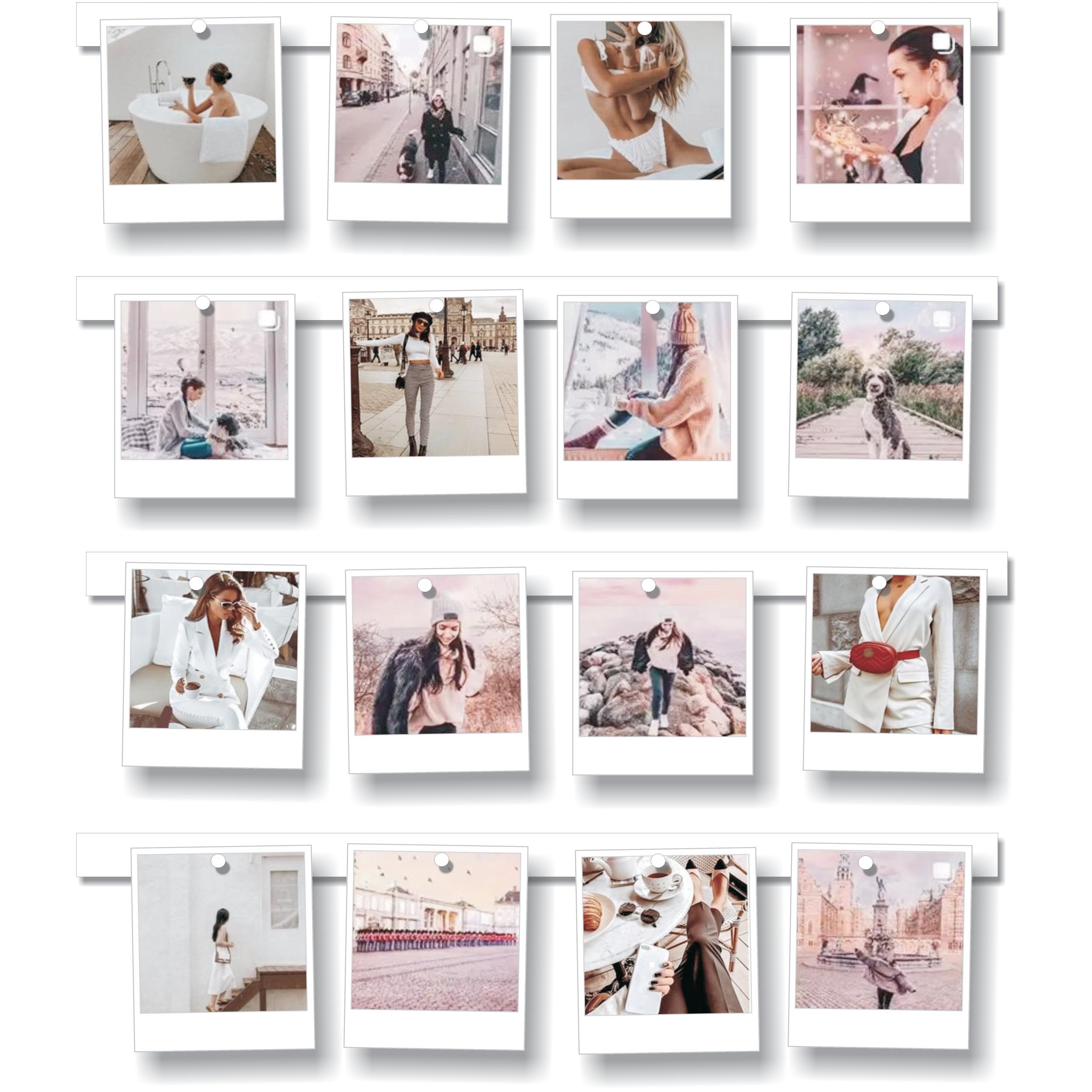 MATJAZ BIZJAK 4 Wall Hanging Photo Display Magnetic Frames - Decorative Collage Picture Holder Photo Hanger - Room Wall Decor - Sculptural Picture Frames Collage - 16 Magnets