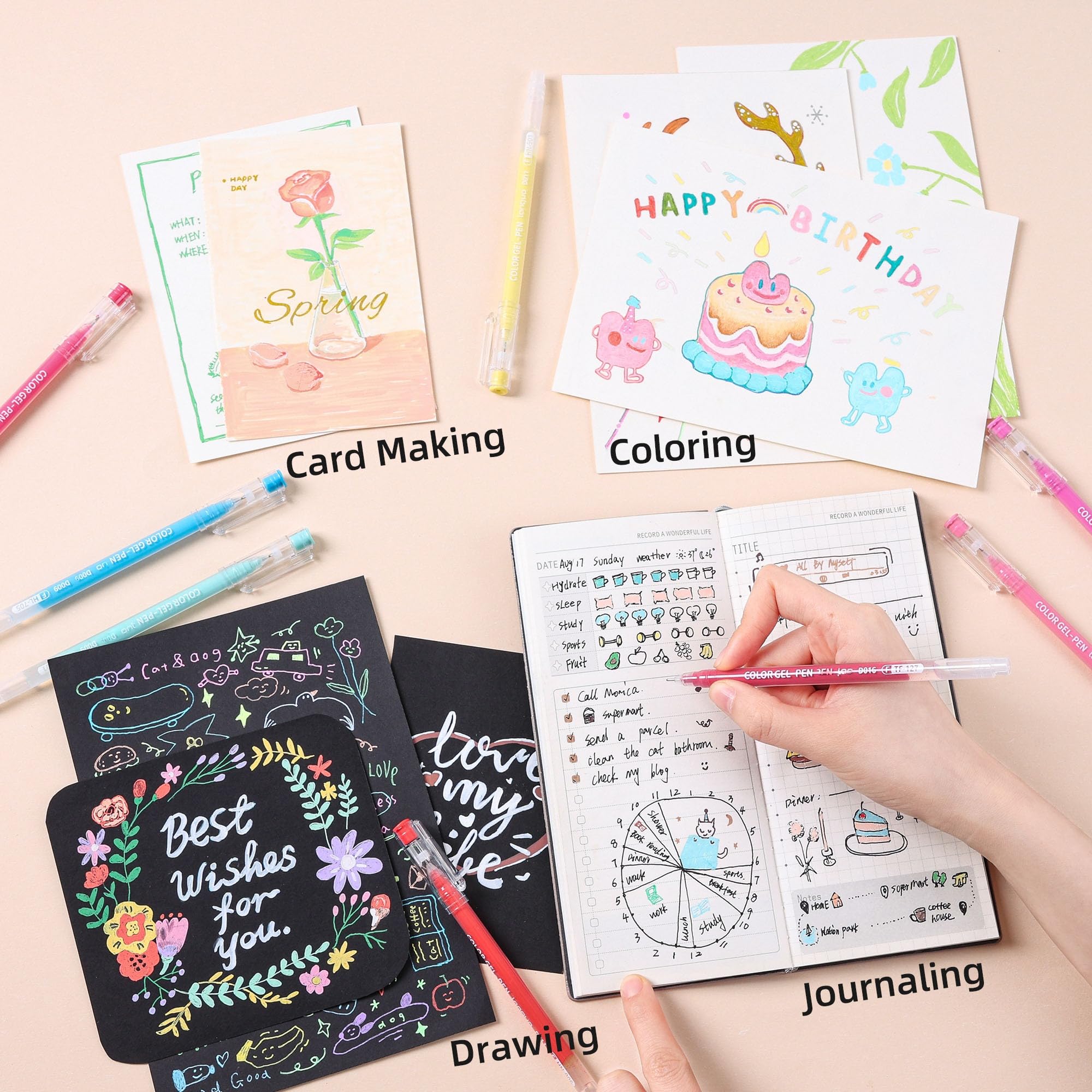 168 bolígrafos de gel para libros de colorear para adultos, bolígrafos acrílicos apilables de colores para diarios, dibujo, escritura