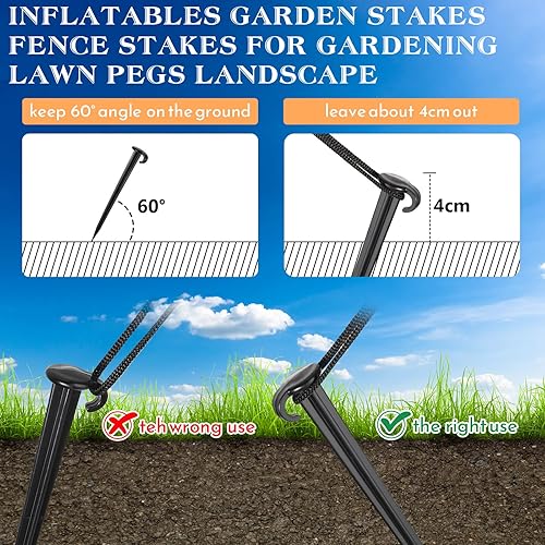 Miniatura 7 de Vicenpal Estacas inflables de plástico de 7 pulgadas para patio, estacas de plástico resistentes para tienda de campaña, estacas de jardín de