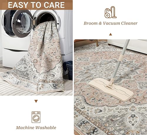 Miniatura 7 de befbee - Alfombras lavables ultrafinas de 9 x 12 pies, antideslizantes, ligeras, plegables y resistentes a las manchas, alfombras grandes de estilo