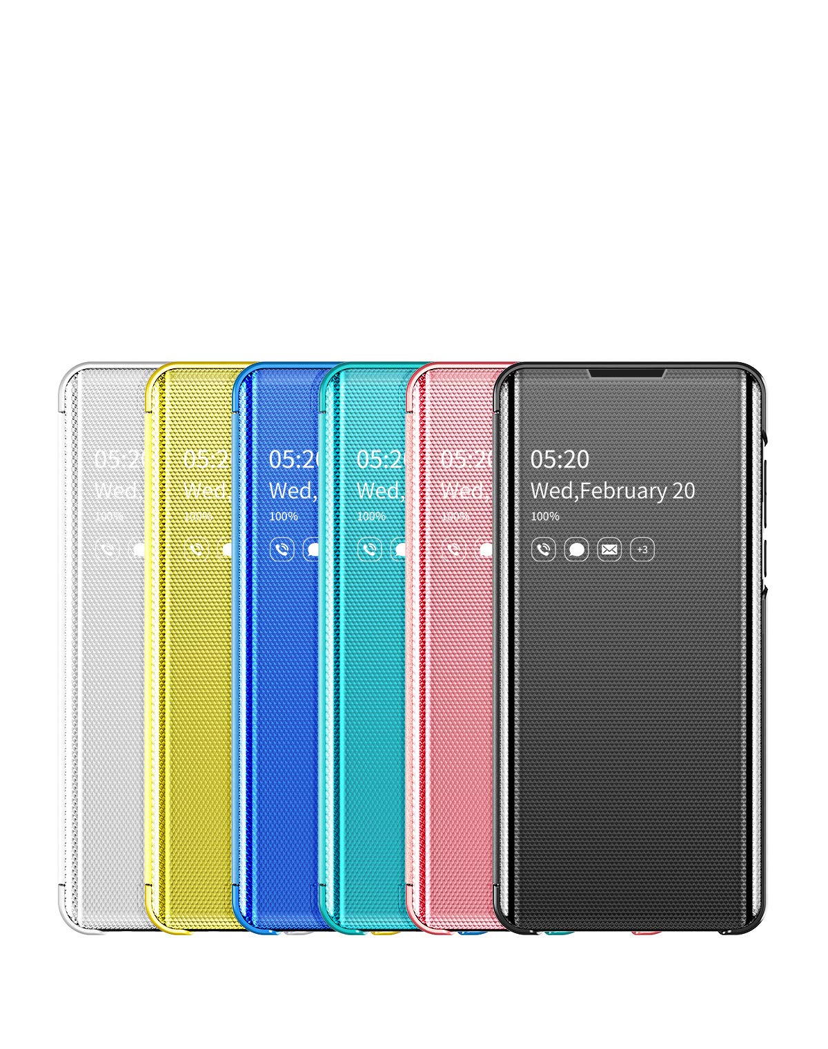Hkess Custodia Placcatura Specchio per Xiaomi Redmi Note 8 PRO Funzione Stand Traslucido Clear View Standing Cover 360 Gradi Protezione Cassa Mirror Flip Antiurto Anti Graffio Bumper, Blu
