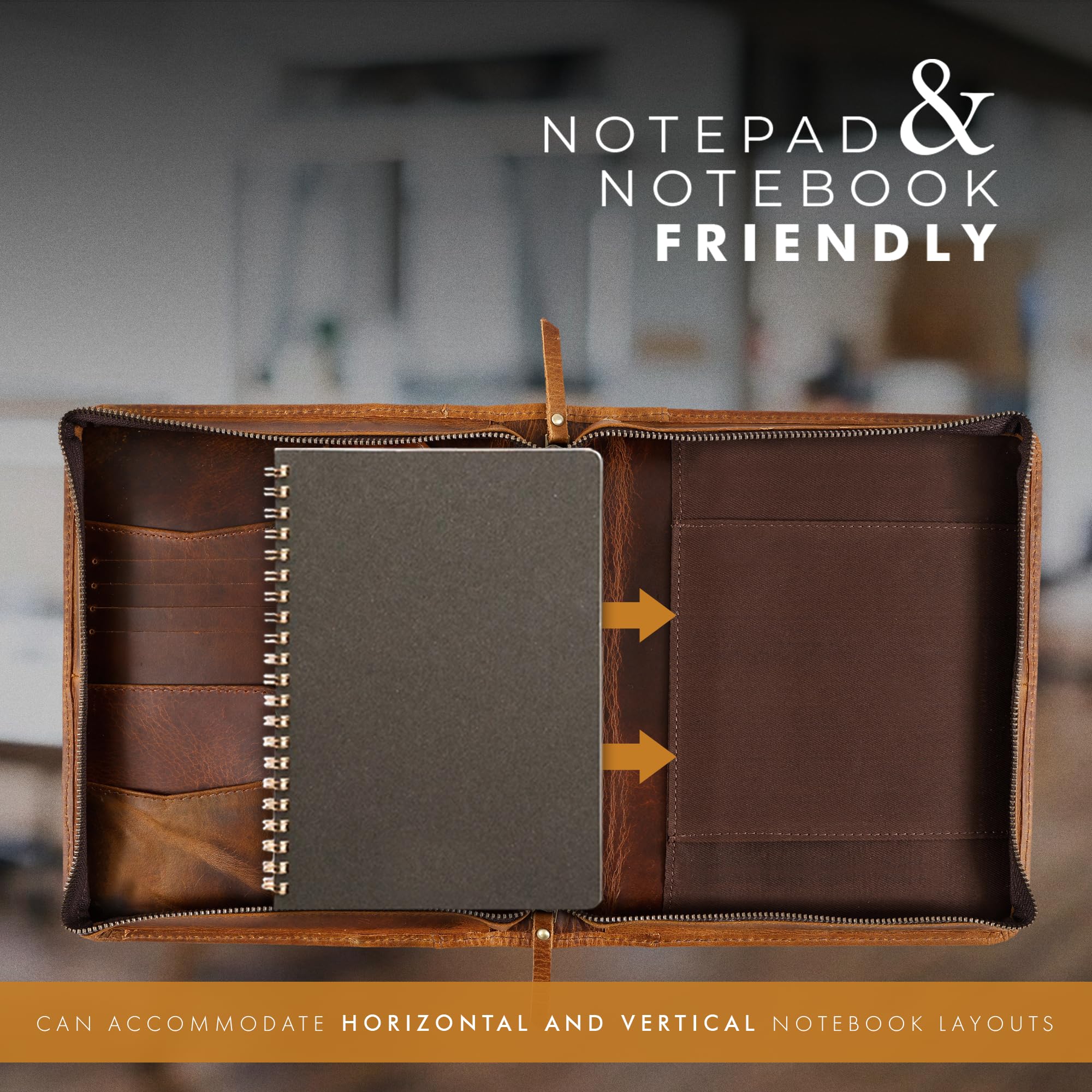 ELIZO Leather A5 Portfolio Padfolio Folio A5 Notebook Journal