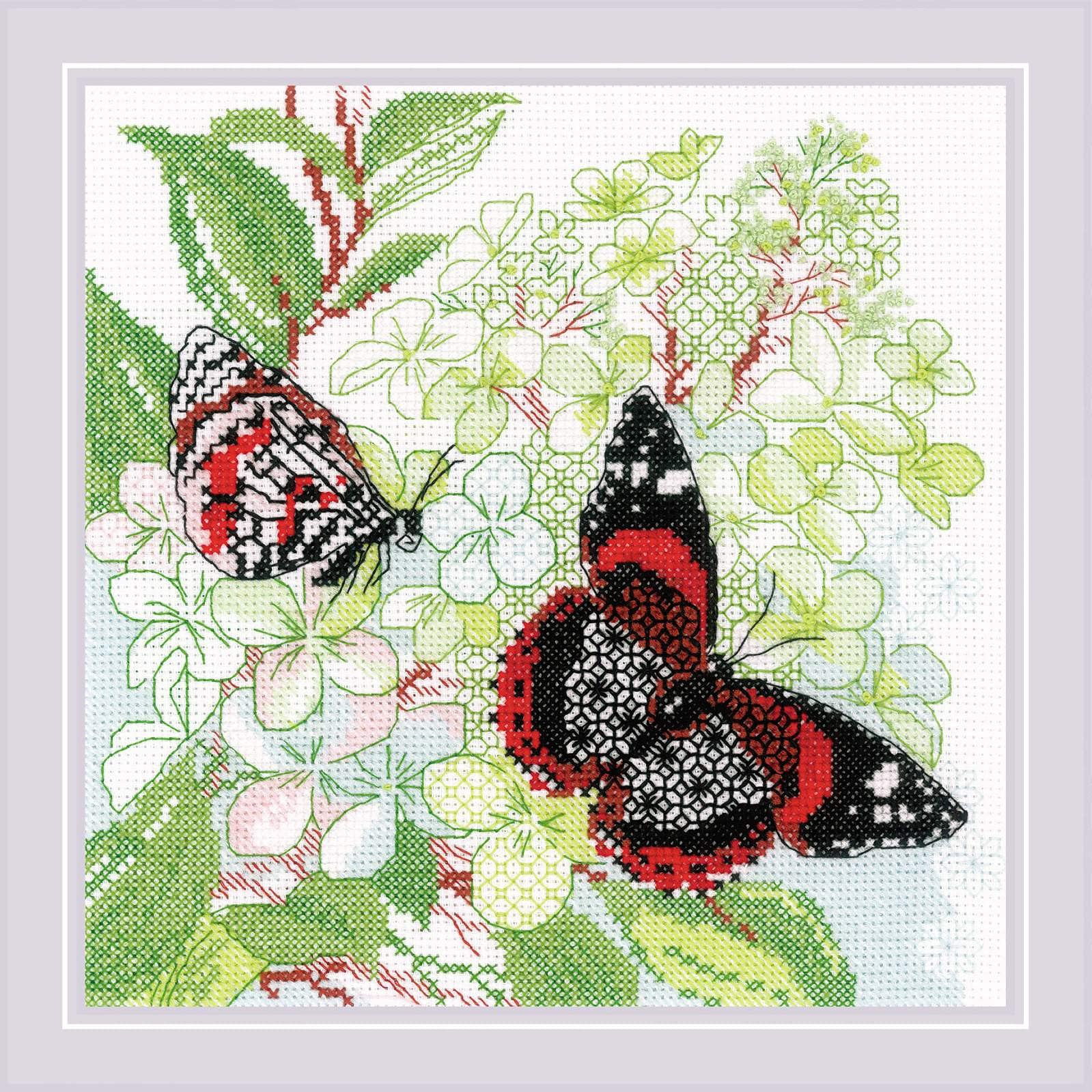 Riolis 1945 Blackwork Counted Cross Stitch Set, Cotton, The Joy of Summer, 20 x 20 cm
