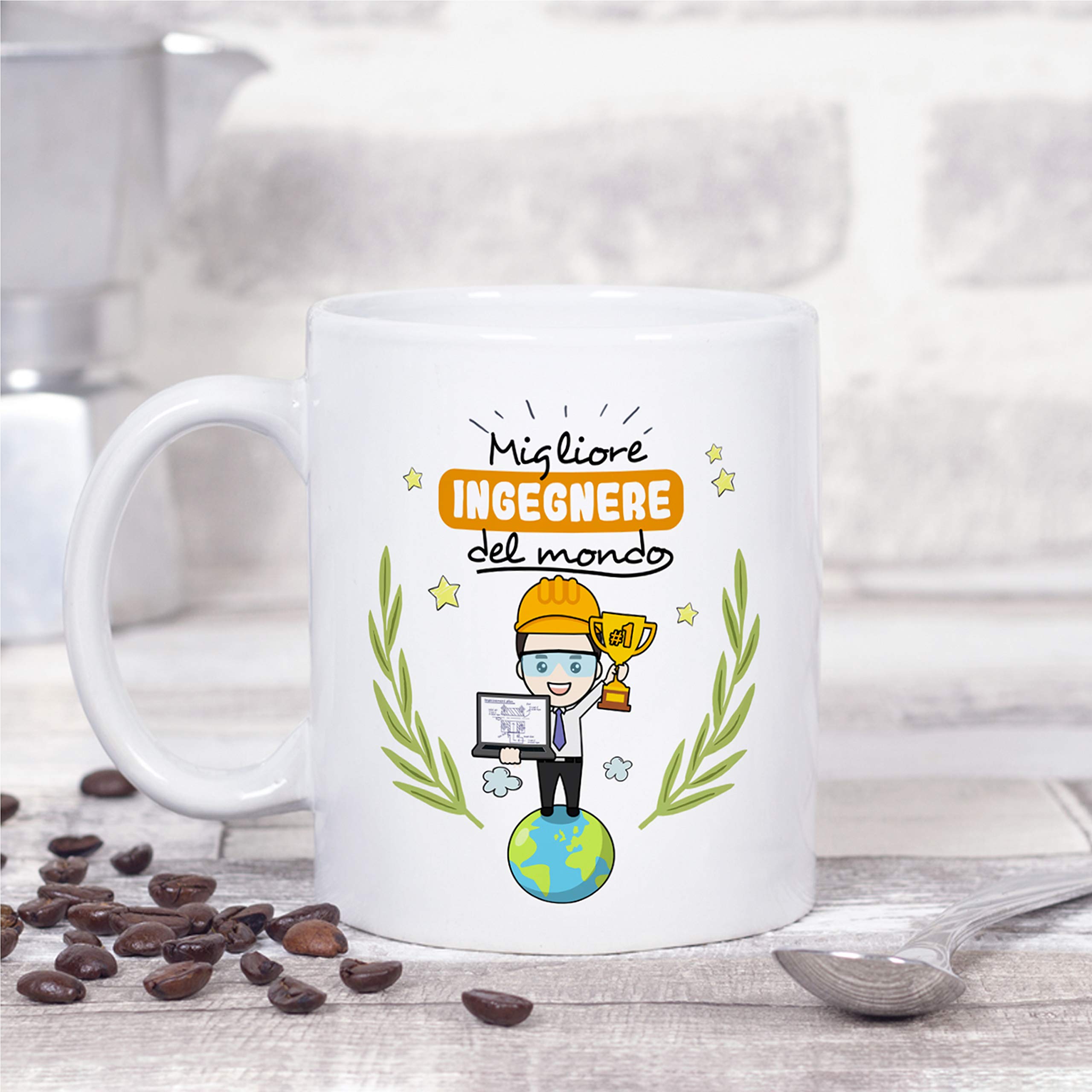 Tazza Personalizzata Mugffins Per Vigile Del Fuoco: "You Are World's Best" - Regalo Originale 350 Ml - 4