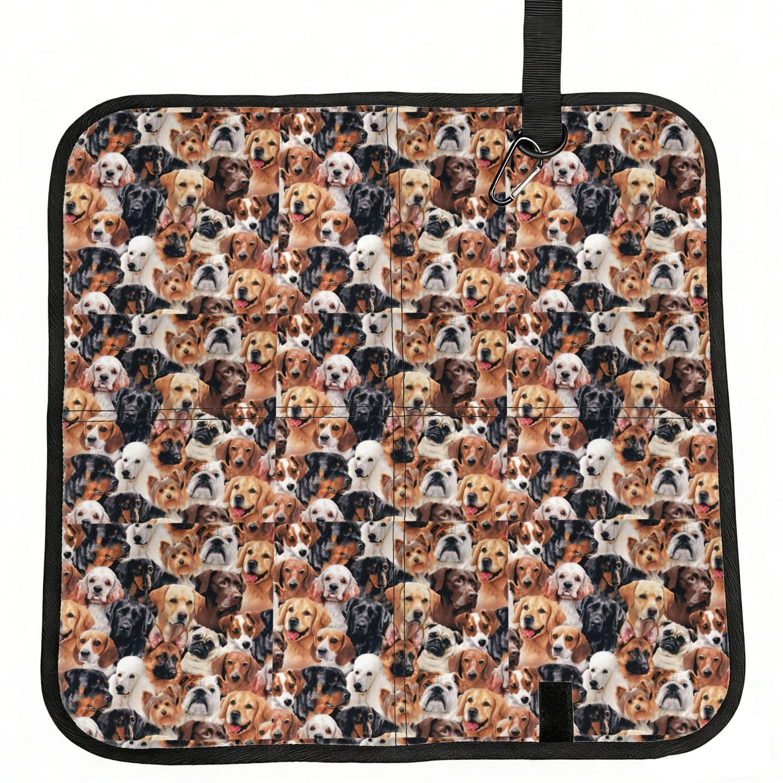 SDEGTHO Many dogs Printed Foldable Seat Pad with Closure, Lightweight Cushion for Airplane Travel Camping