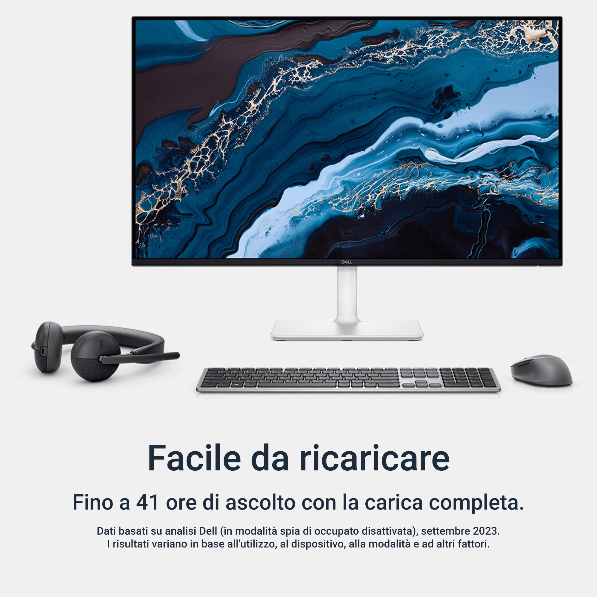 Dell WL3024 Cuffie Senza Fili – Microfono con Cancellazione Rumore AI, Audio Stereo, Connettività Multi-Link, Certificazioni Microsoft Teams e Zoom, 41 Ore di Autonomia