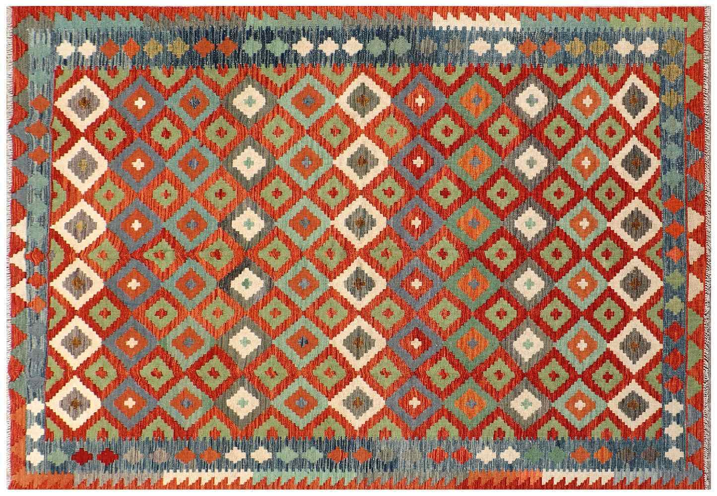Tapis tissé à la main Afghan Maimana multicolore géométrique 200 x 300 cm
