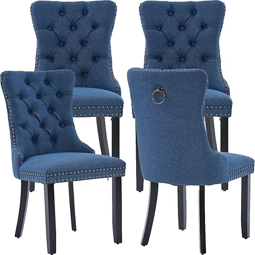 Miniatura 115 de Juego de 6 sillas de comedor modernas, sillas de comedor tapizadas con patas de madera maciza, silla decorativa de terciopelo camello, Sillas de 02-