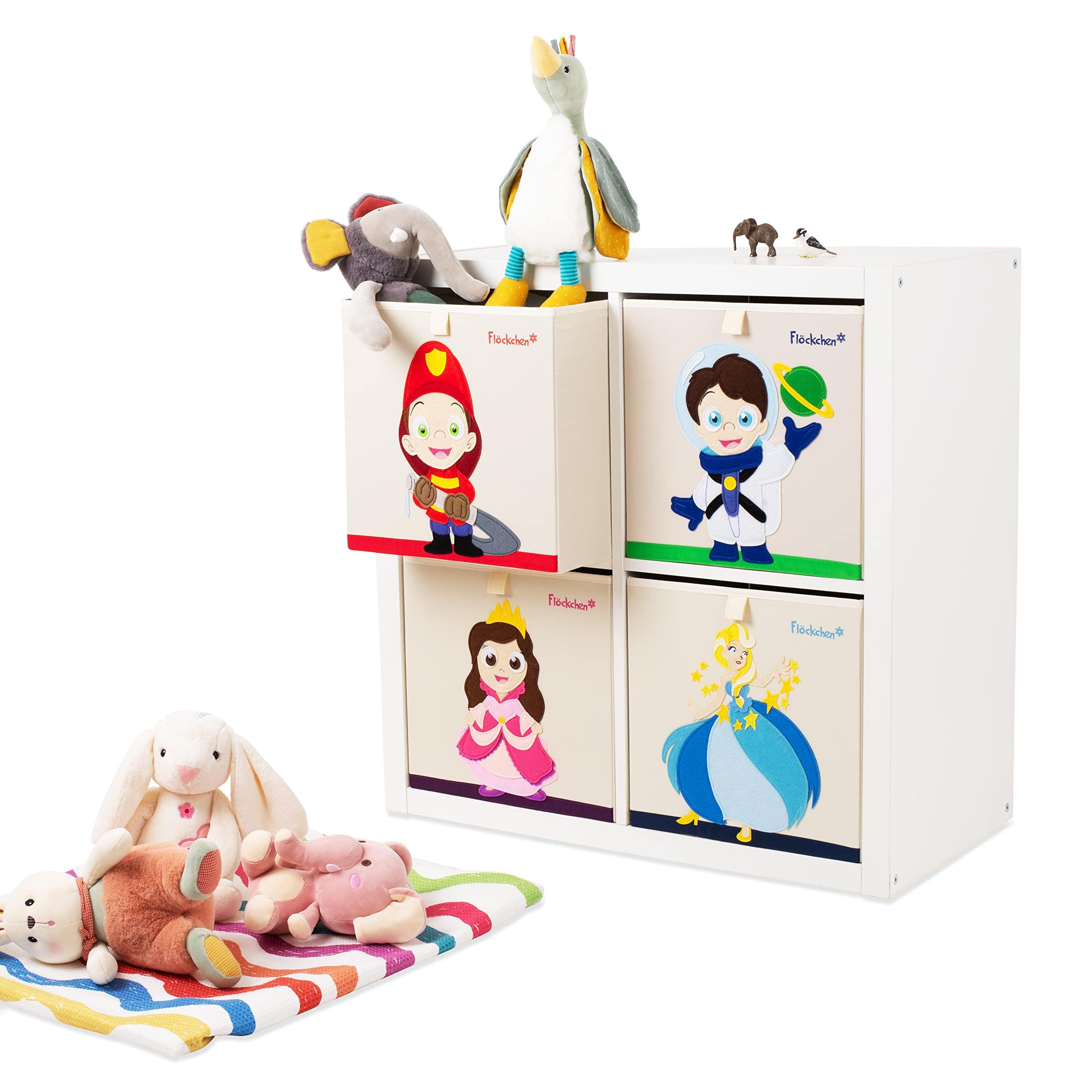 Kinder Aufbewahrungsbox | Premium Spielzeugkiste für Kinderzimmer I Spielzeug Box (33x33x33) bringt Ordnung ins Kallax Regal I Kinder Märchen Motiv (Ace der Astronaut)