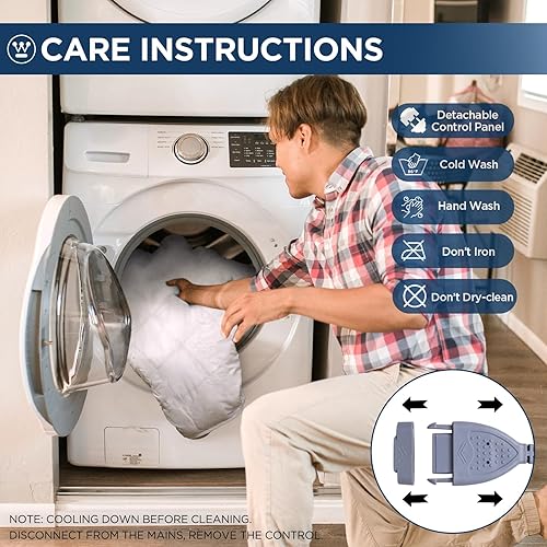 Miniatura 9 de Westinghouse Cubrecolchón térmico tamaño King, calentador de cama eléctrico acolchado de lujo con 10 ajustes de calor, doble control y 1-12 horas de