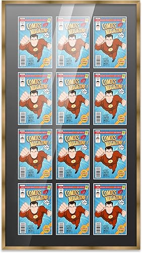 Miniatura 152 de Poster Palooza Marco de cómic con paspartú para 4 cómics de la era actual publicado después de 1985, marco de cómic negro para cómics de 6.875 x