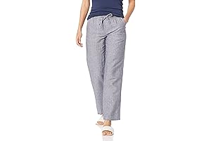 Women's linen Blend Drawstring WIde Leg Linen Capri Pants Summer