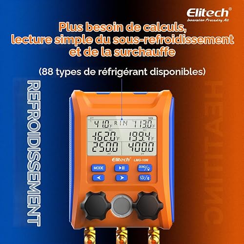 Elitech Manometro Digitale per Refrigerante HVAC con Bluetooth e APP Misuratore di Pressione Temperatura e Vuoto per Aria Condizionata Pompe di Calore, Analisi Dati in Tempo Reale LMG-10W - 6