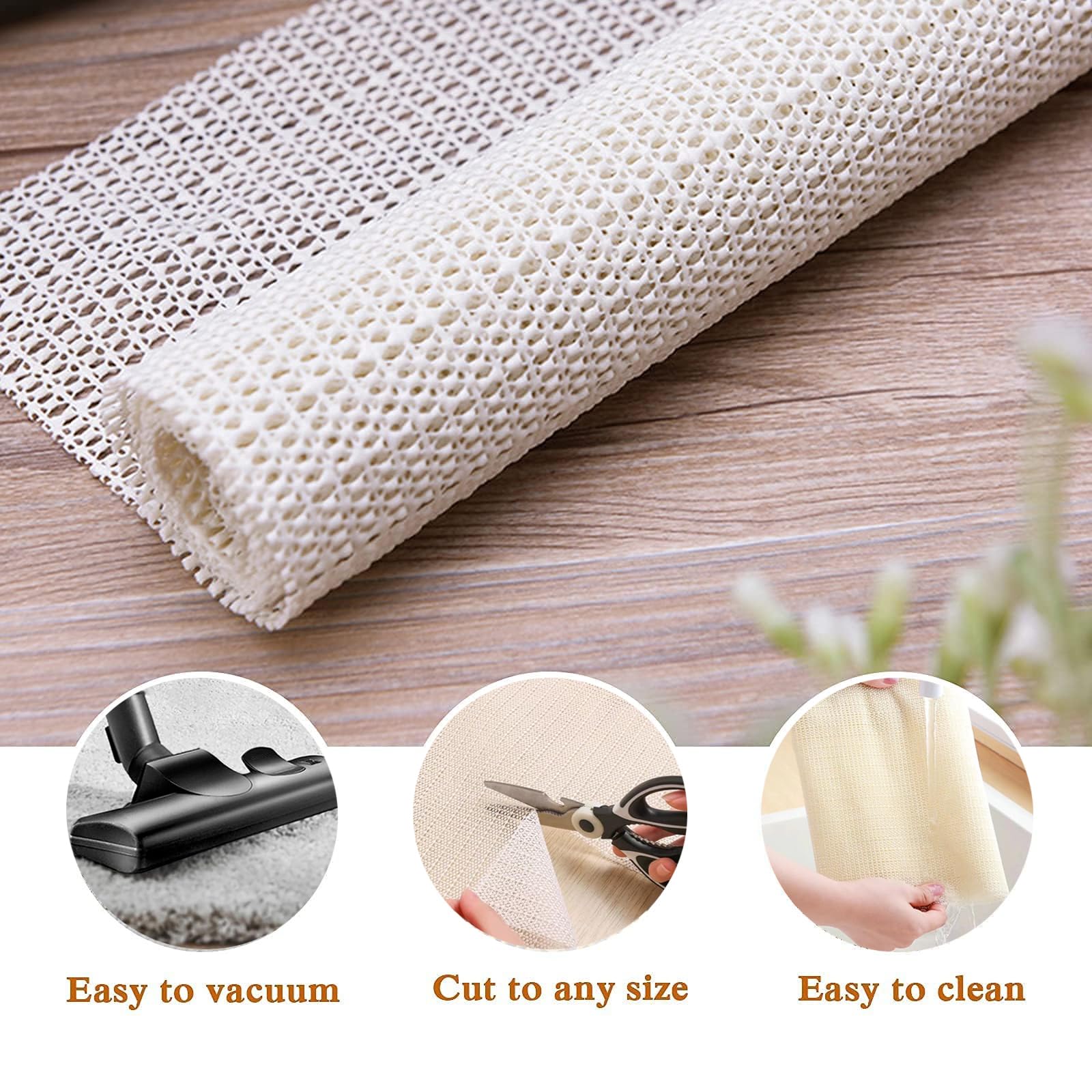 Tapis antidérapant pour sols en bois dur, tapis antidérapant pour carrelage, tapis antidérapant, garde votre tapis en place en place, peut être coupé à n'importe quelle taille (blanc, 179,8 x 200 cm)