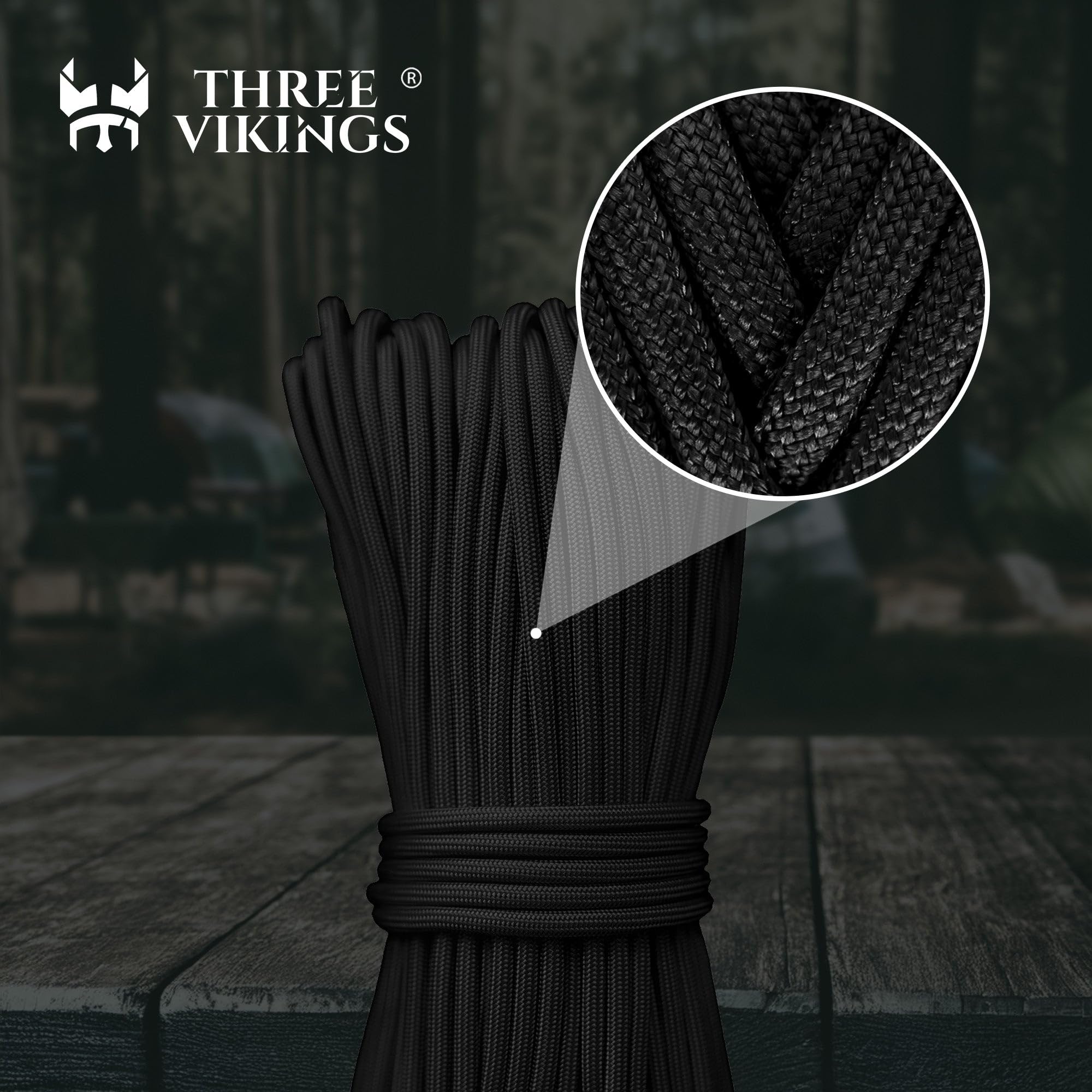 Paracord-Seil – hergestellt in den USA – 340 kg – 100 % Nylon – Typ IV – 11 Strangkern – stärker als Paracord 550 Schnur – Schwarz – 150 m