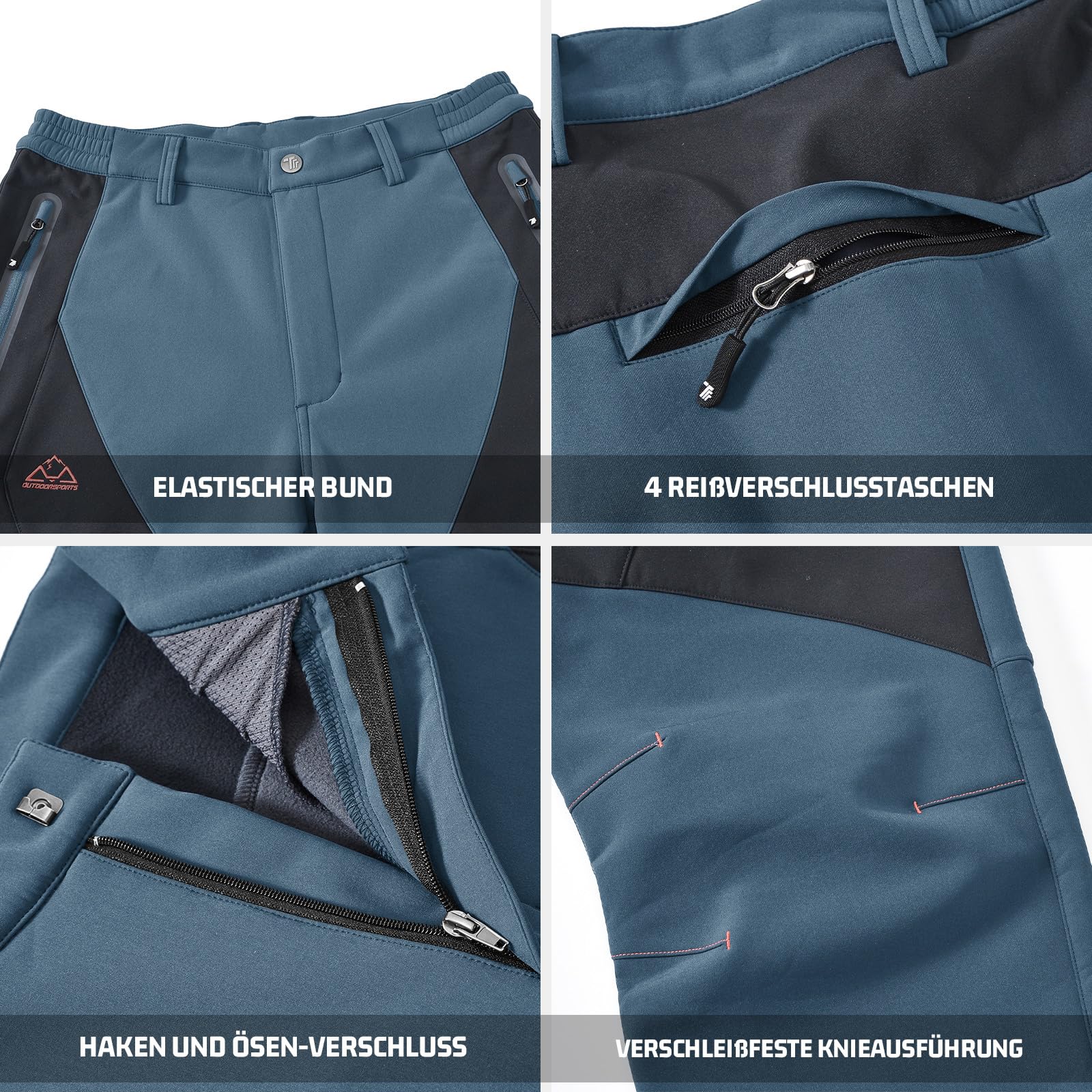 Rdruko Pantaloni da sci da uomo, invernali, impermeabili, in softshell, imbottiti, caldi, per attività all'aria aperta, per snowboard, trekking, per uomini