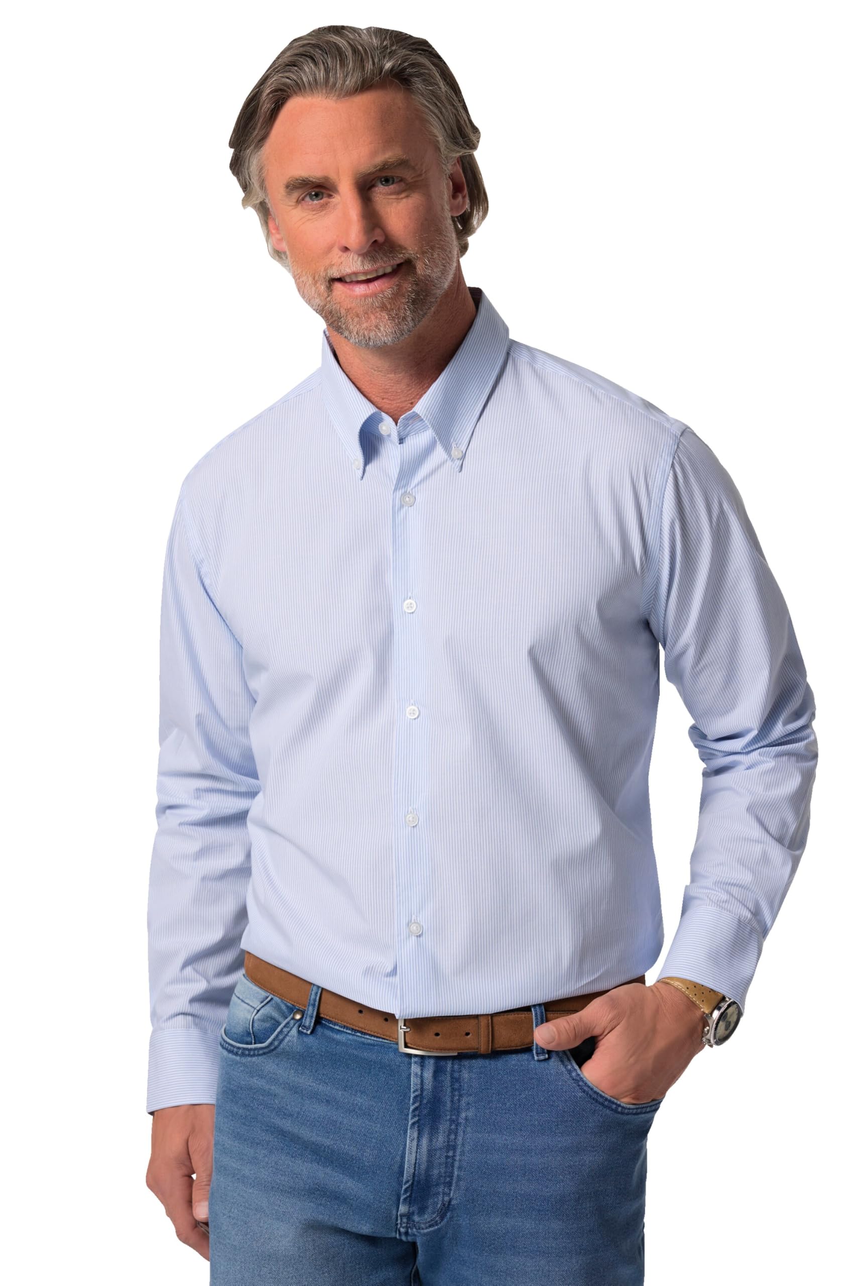 Boston Park Herren große Größen Übergrößen Menswear L-8XL Streifenhemd, Langarm, Buttondown-Kragen, Comfort Fit 829992