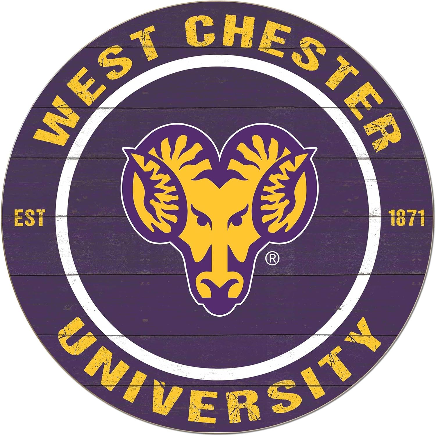 KH Sports Fan West Chester Golden Rams Colored Circle Sign, 20x20 Inches, Golden Rams Decor for Dorm, Fan Cave, Living Room; Display Your Team Spirit with This Unique West Chester Golden Rams Wall Art