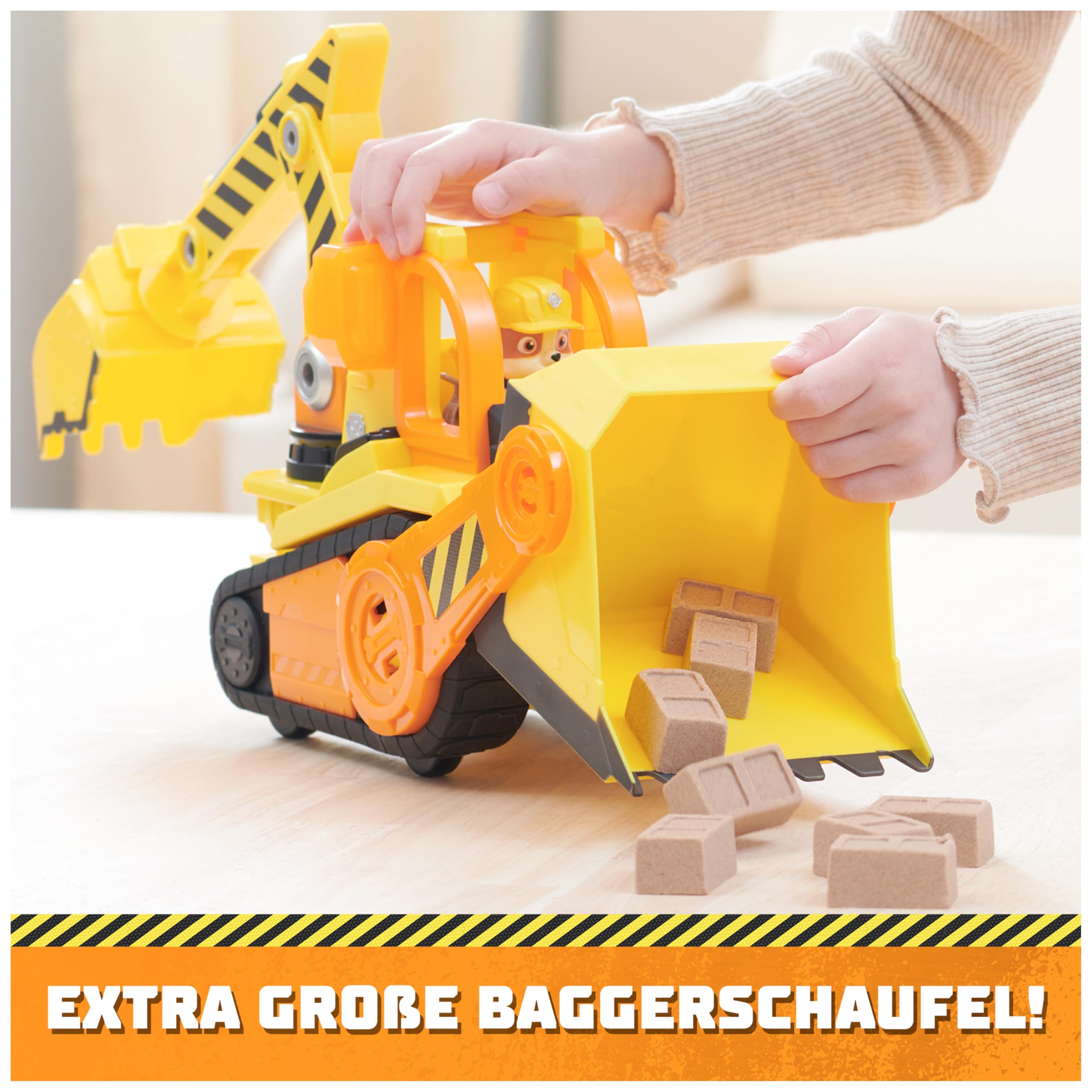 Rubble & Crew - Großes Planierraupen-Baufahrzeug mit Licht- und Geräuscheffekten (Deluxe Fahrzeug) und Rubble-Figur, Spielzeug für Kinder ab 3 Jahren