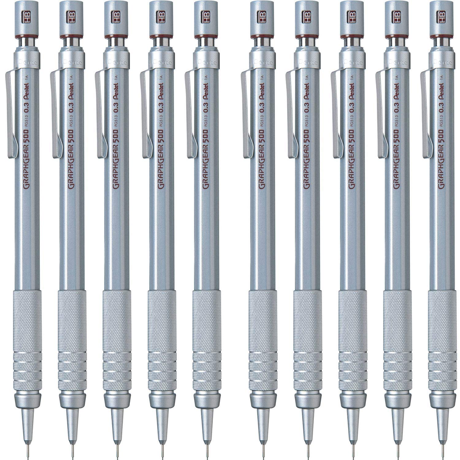 Amazon.co.jp: ぺんてる シャープペン グラフギア500 0.3mm 10本 PG513