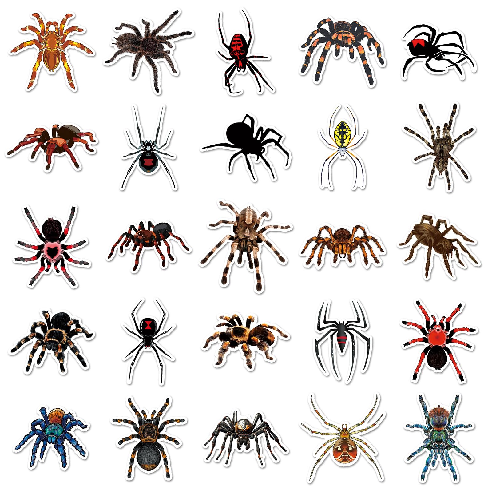 50 Pcs Spider Vinyl Stickers,Spider Animals Graffiti Stickers,Vinyl Waterproof Sticker for Kids Teens Girls,for Phone Laptop Bottles Skateboard Computer Phone Luggage Guitar Gifts Sticker - Image 2