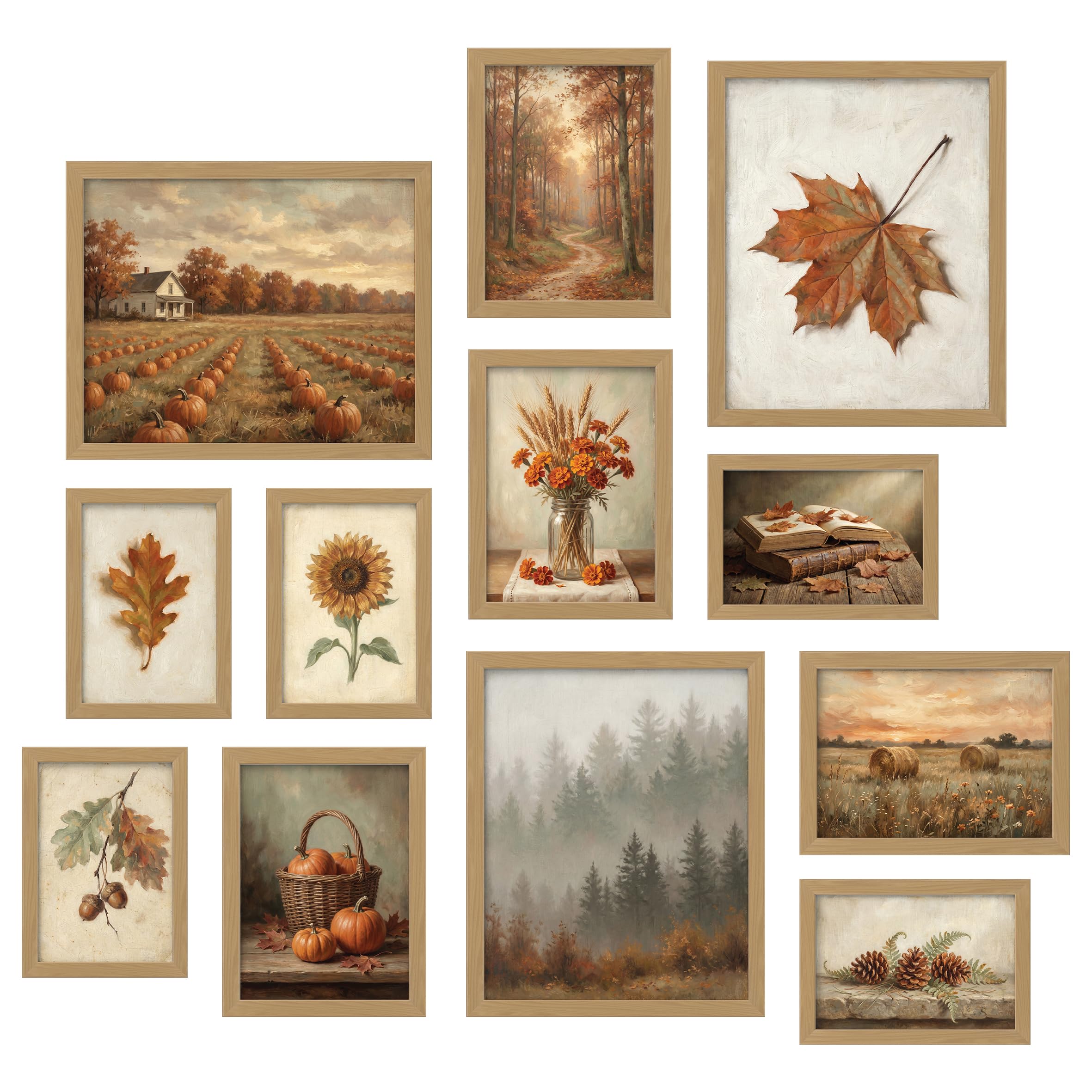 Photo 1 of 97 Decor 12Pcs Gallery Fall Wall Art Prints, Vintage Autumn Poster