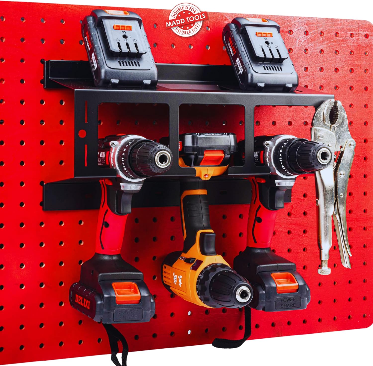 Pegboard Drill Holder for 1/4" pegboard Holes Organize