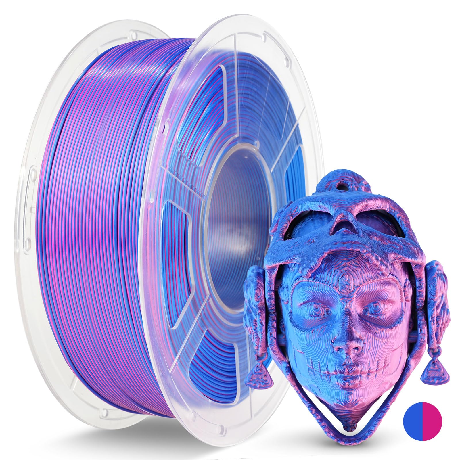 JAYO Silk Dual Color PLA 3D Printer Filament 1.75mm, 1.1kg, Blue-Red