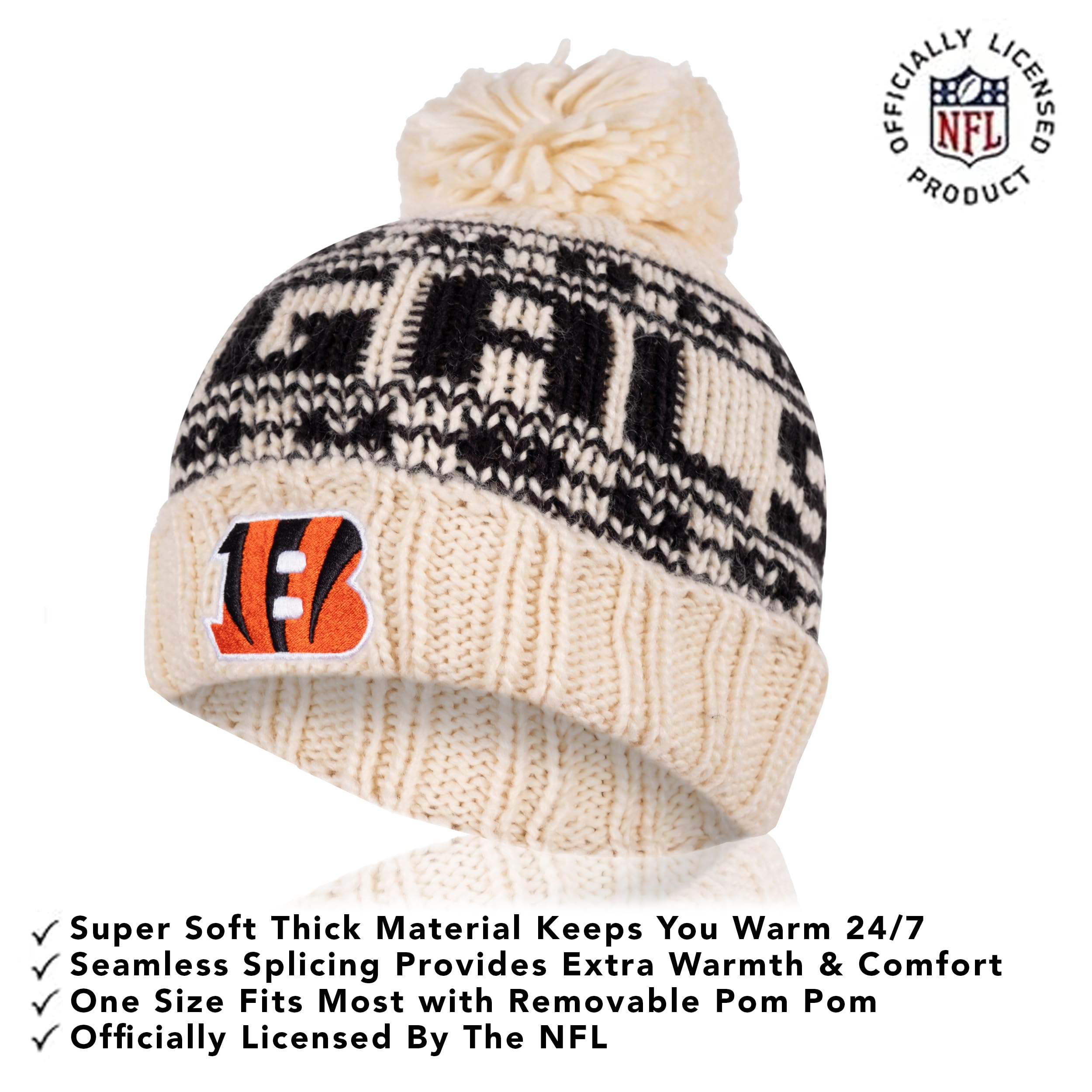 Ultra Game NFL - Berretto invernale lavorato a maglia, da uomo e da donna, super morbido, con guanti touch screen extra caldi