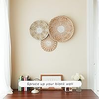 Vista 5 de ChicnChill Cesta tejida para decoración de pared, juego de 3 cestas tejidas a mano para pared con diseño africano, cestas rústicas para colgar