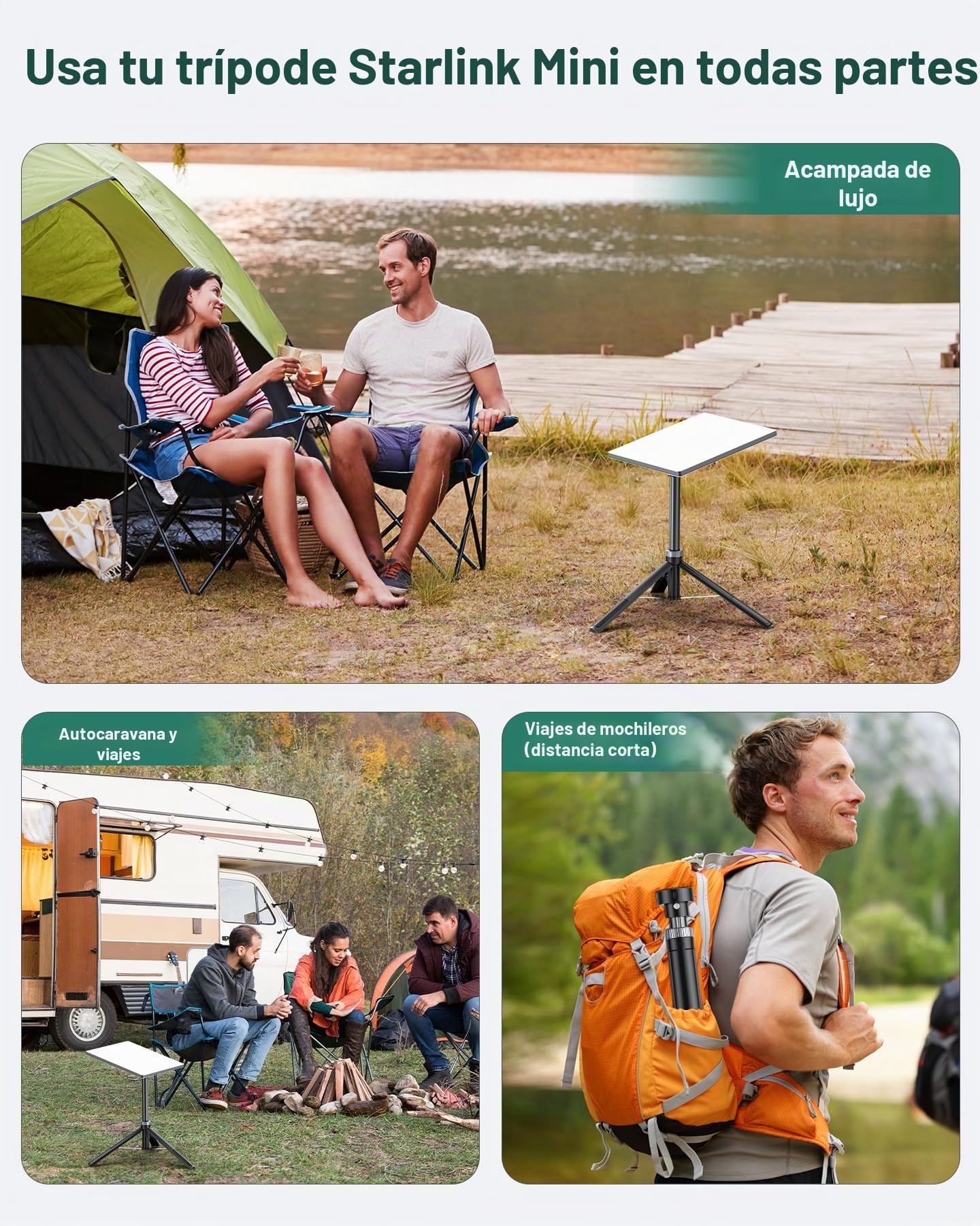 Trípode Portátil para Mini Antena Satelital, Compatible con Starlink Mini, Soporte de Montaje de Aluminio Plegable para Camping, Viajes y Autocaravanas