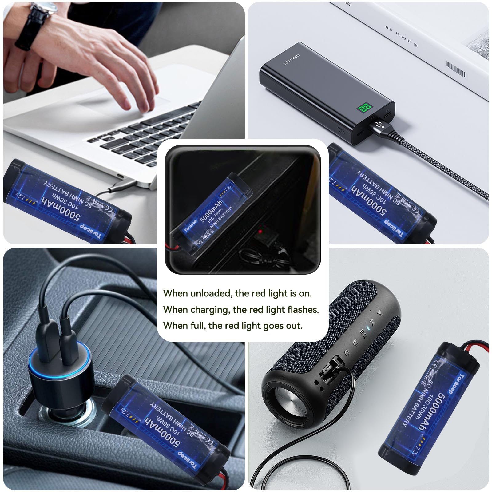 Batteria per auto radiocomandata da 7,2 V 5000 mAh, batterie ricaricabili NiMH da 7,2 Volt con connettore Tamiya, per telecomando auto, Monster Truck, Buggy, Truggy, Barca, Serbatoio e