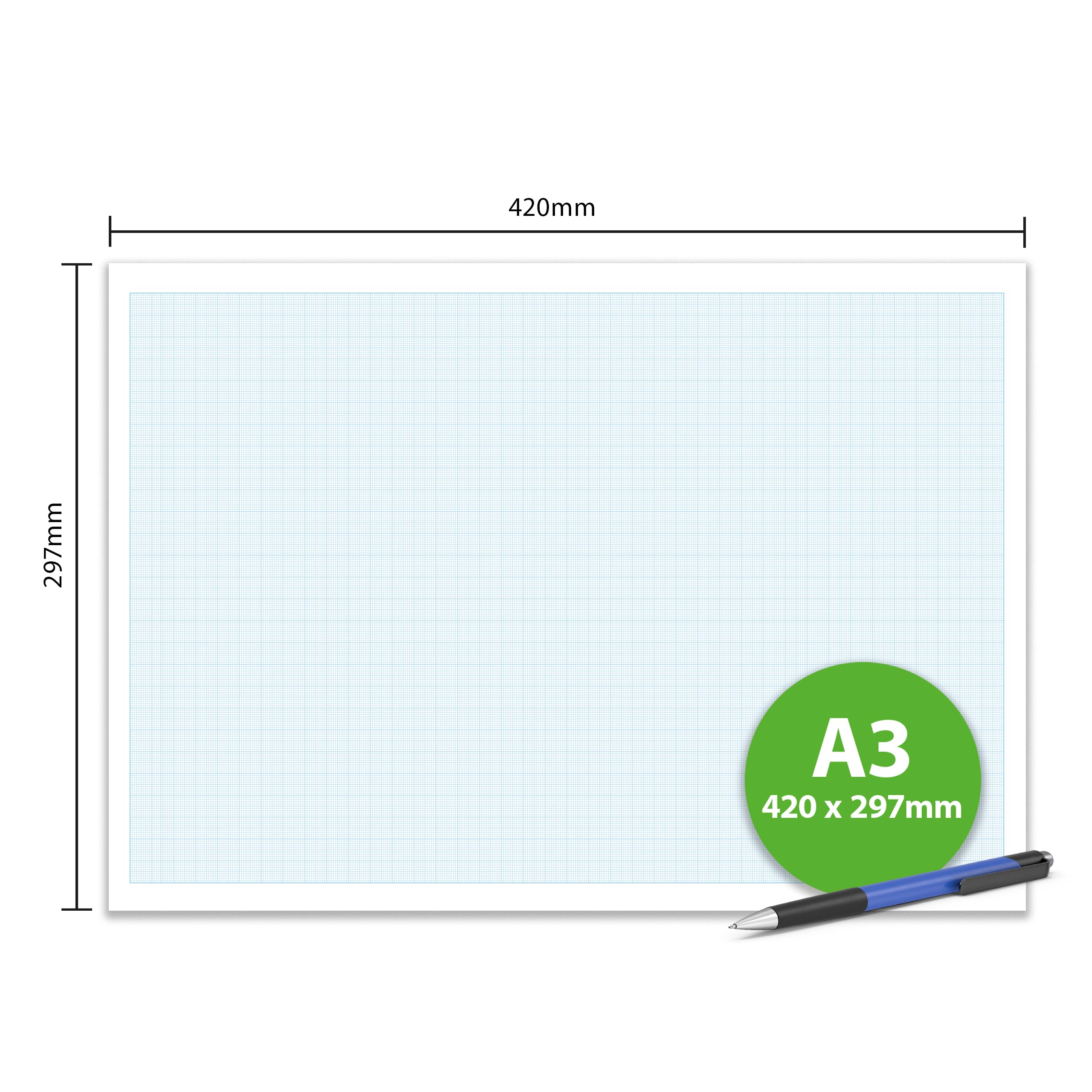 A3 Graph Pad x 50 Sheets of Smooth White 90gsm Paper with 1-5-10mm Graph. Ideal for Technical Drawing Plotting Graphs - Image 4