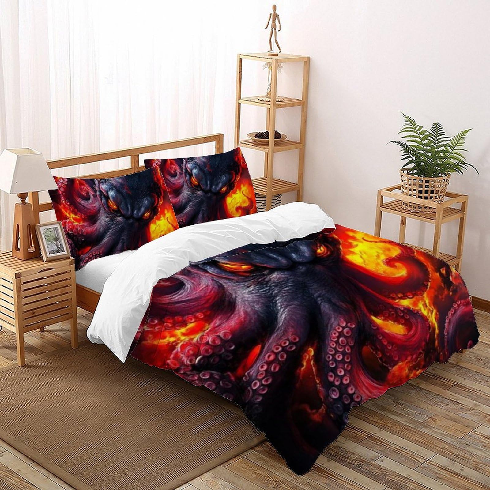 Housse de couette King 220x240cm imprimé 3D animaux en microfibre douce