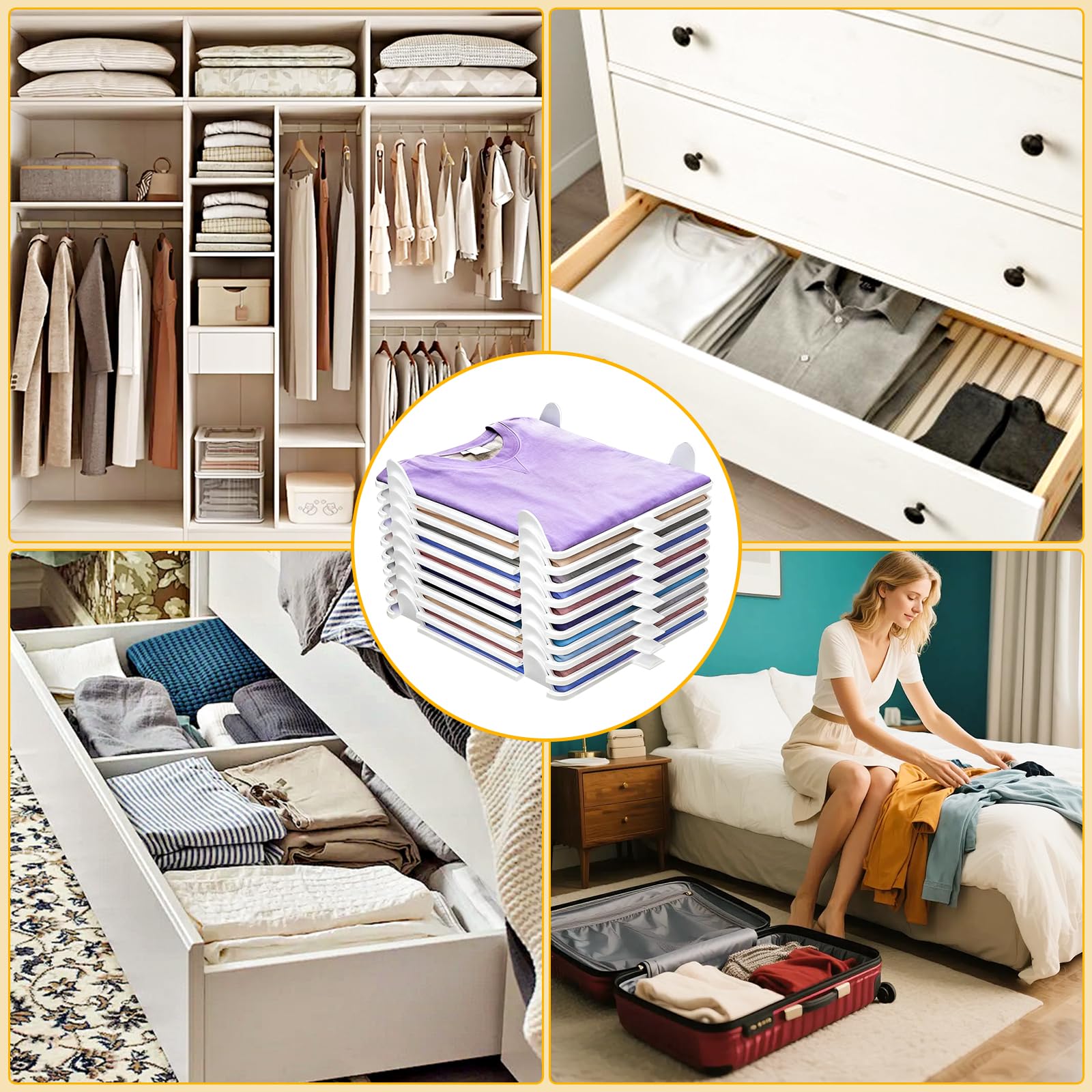 20 pezzi organizer armadio, organizer per vestiti, vestiti, impilabile per adulti e bambini, organizer per abbigliamento per magliette e camicie