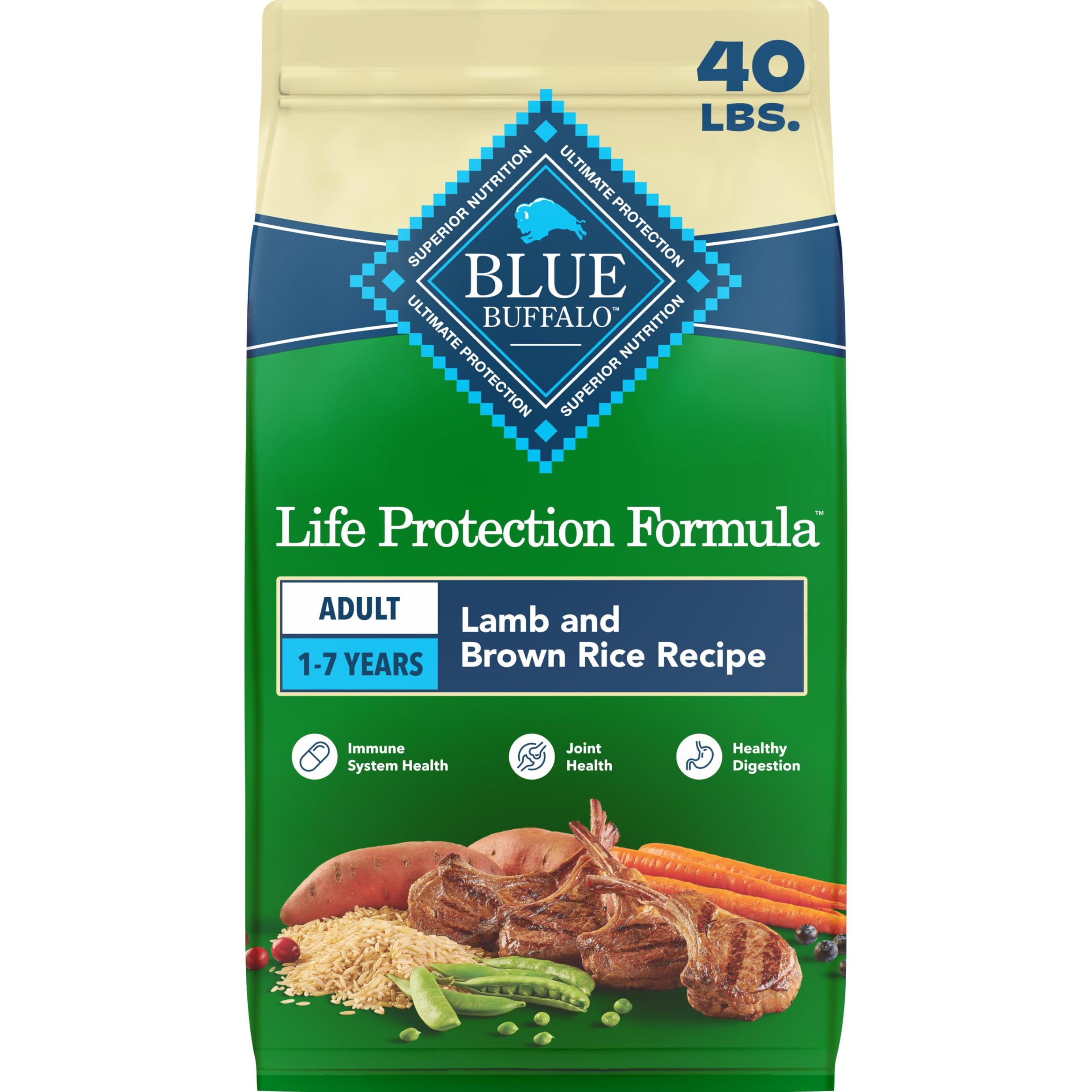 Blue Buffalo Life Protection Formula Lamb Adult Dry Dog Food, 40 lb