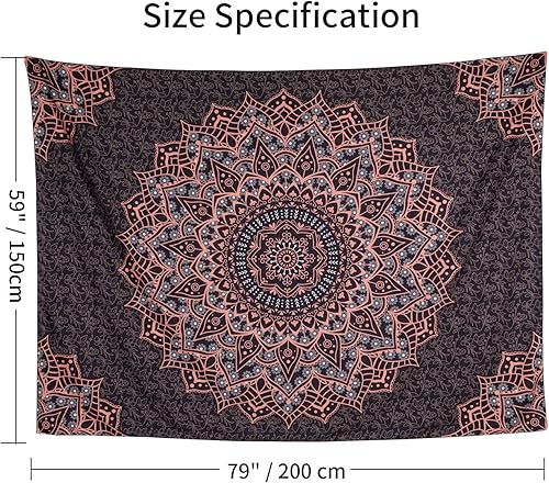 Miniatura 43 de Edeesky Tapiz de mandala blanco dorado para colgar en la pared, medallón psicodélico, tapiz estético indio hippie, arte bohemio, decoración