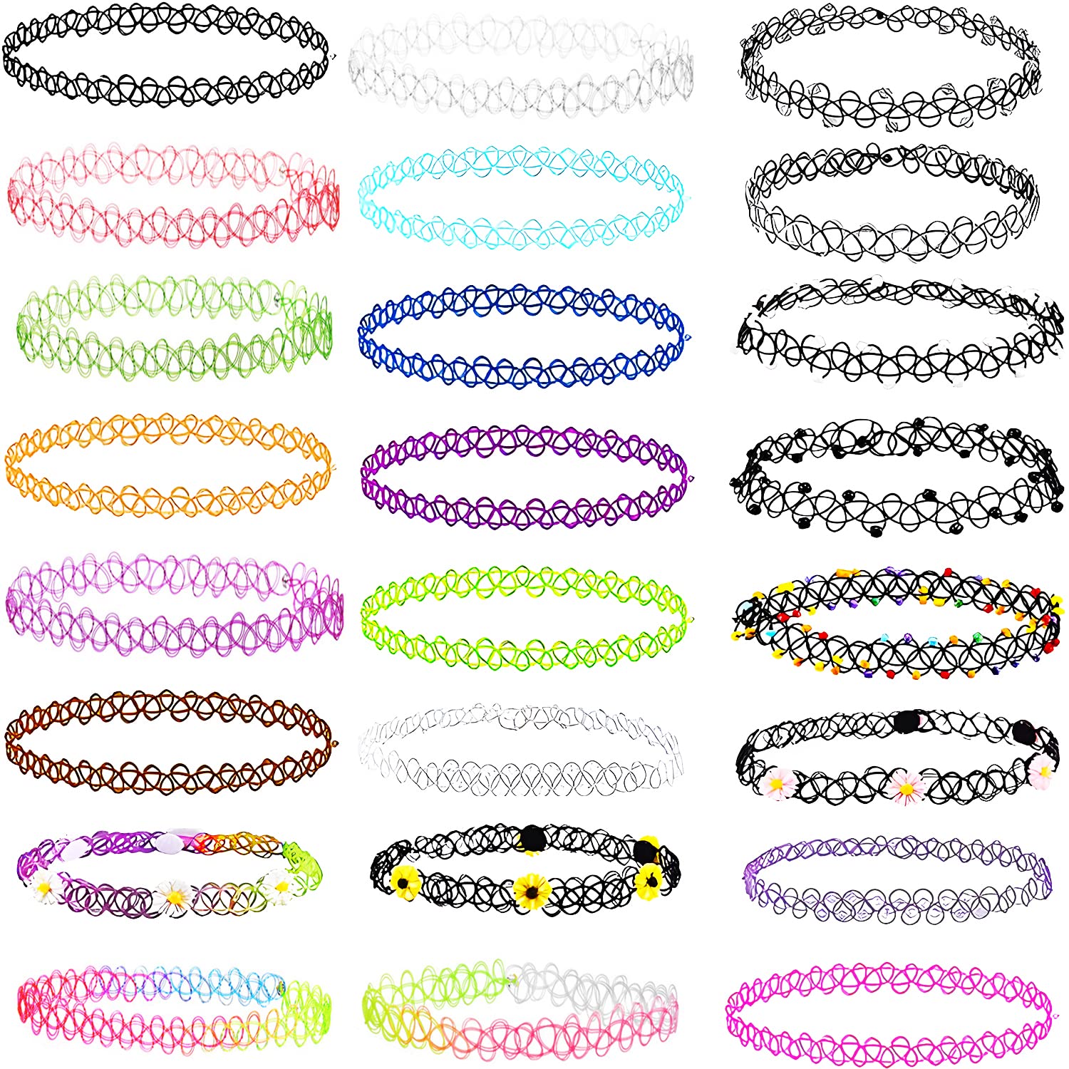 BANTI Gargantillas Mujer Gargantilla Tous Colgante Collar Niña 24 Piezas Bisuteria Chokers for Women Colores Collares de Niñas Plastico Colgantes Choker Mujer para Niña Niños Mujeres (Colorido)