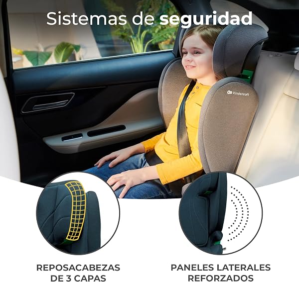kk Kinderkraft JUNIOR FIX Silla Universal para coche Isofix, I-SIZE, Silla con Cinturón para bebés y niños, Grupo 2/3, de 15 a 36 kg, Azul - 4