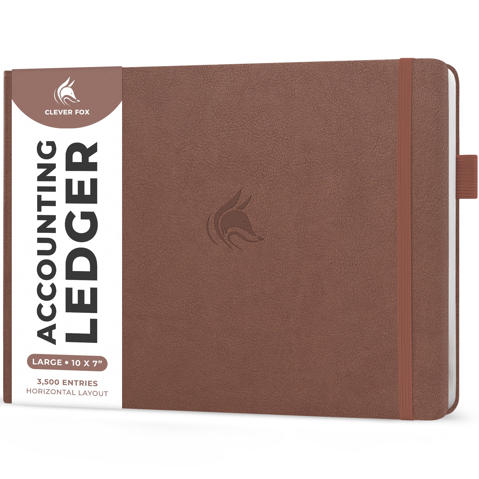 Clever Fox Accounting Ledger Book Horizontal – Columnar Journal & Money Expense Log for Small Business & Personal Bookkeeping,10x7″ (Dark Terracotta)