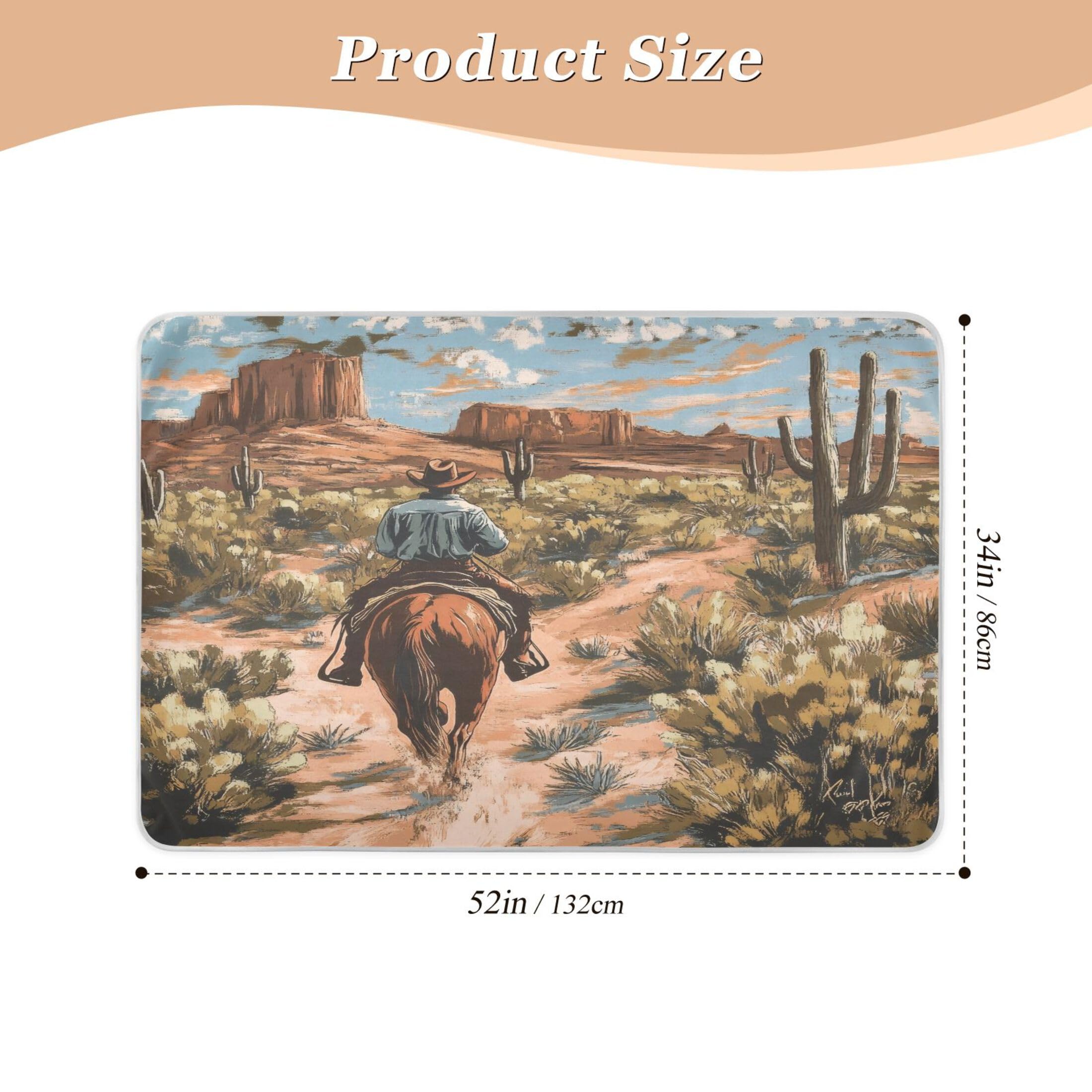 Takiito Cowboy in Desert Bed Pad Reusable Bed Underpad Washable Waterproof Leak-Proof Quick Dry Incontinence Pee Pad for Toddlers Kids Adults Pets 34x52 in