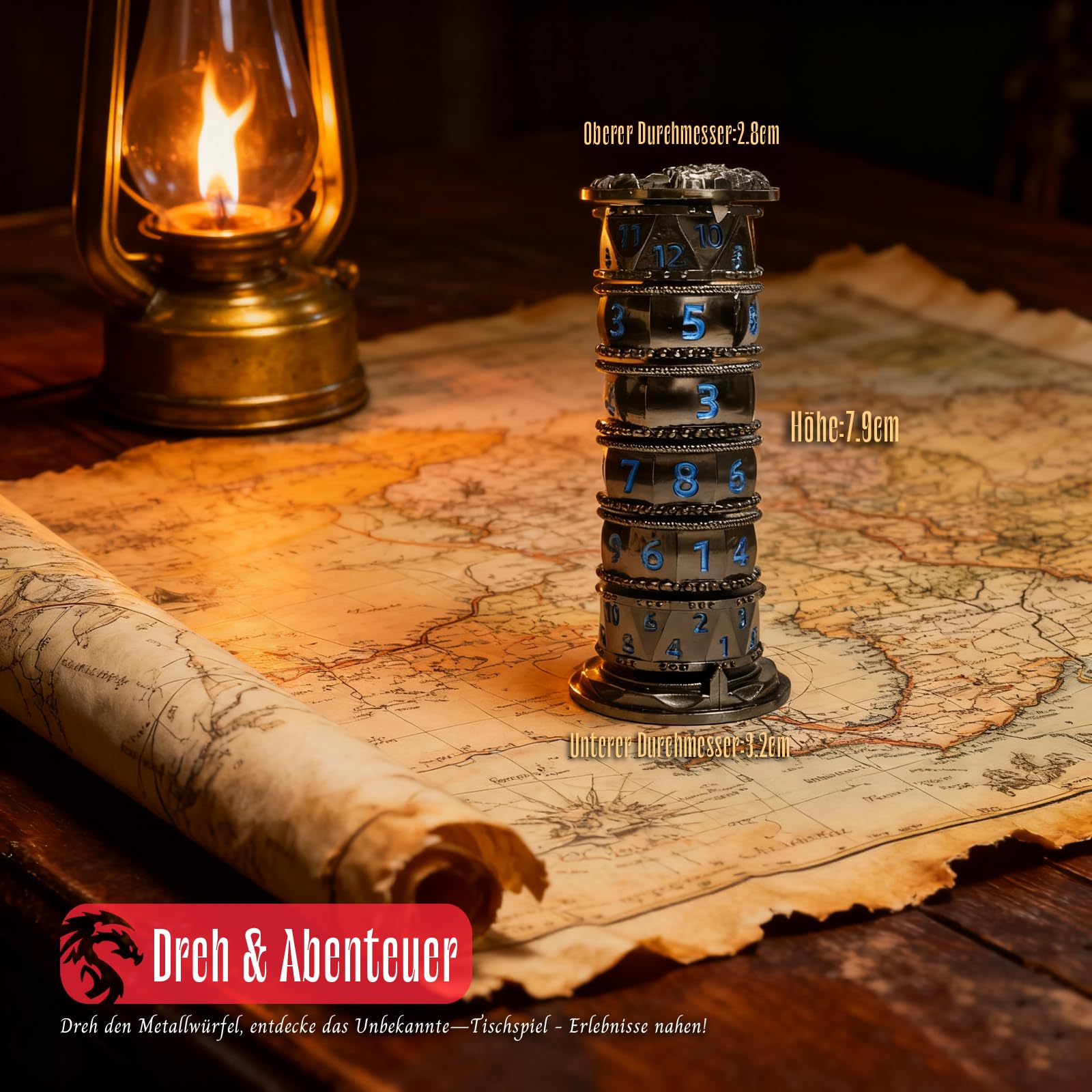 DND Jeu de dés rotatifs polyédriques en métal pour Jeu de rôle Donjons et Dragons (Bleu)